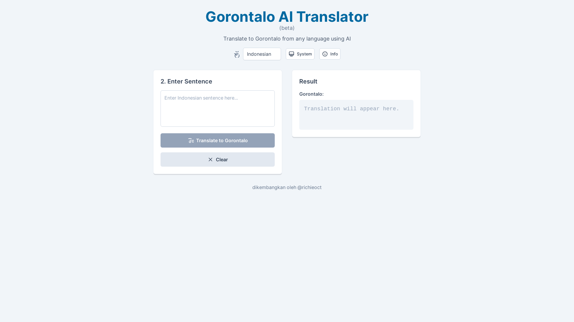 website screenshot of https://gorontalotranslatorbeta.pages.dev/
