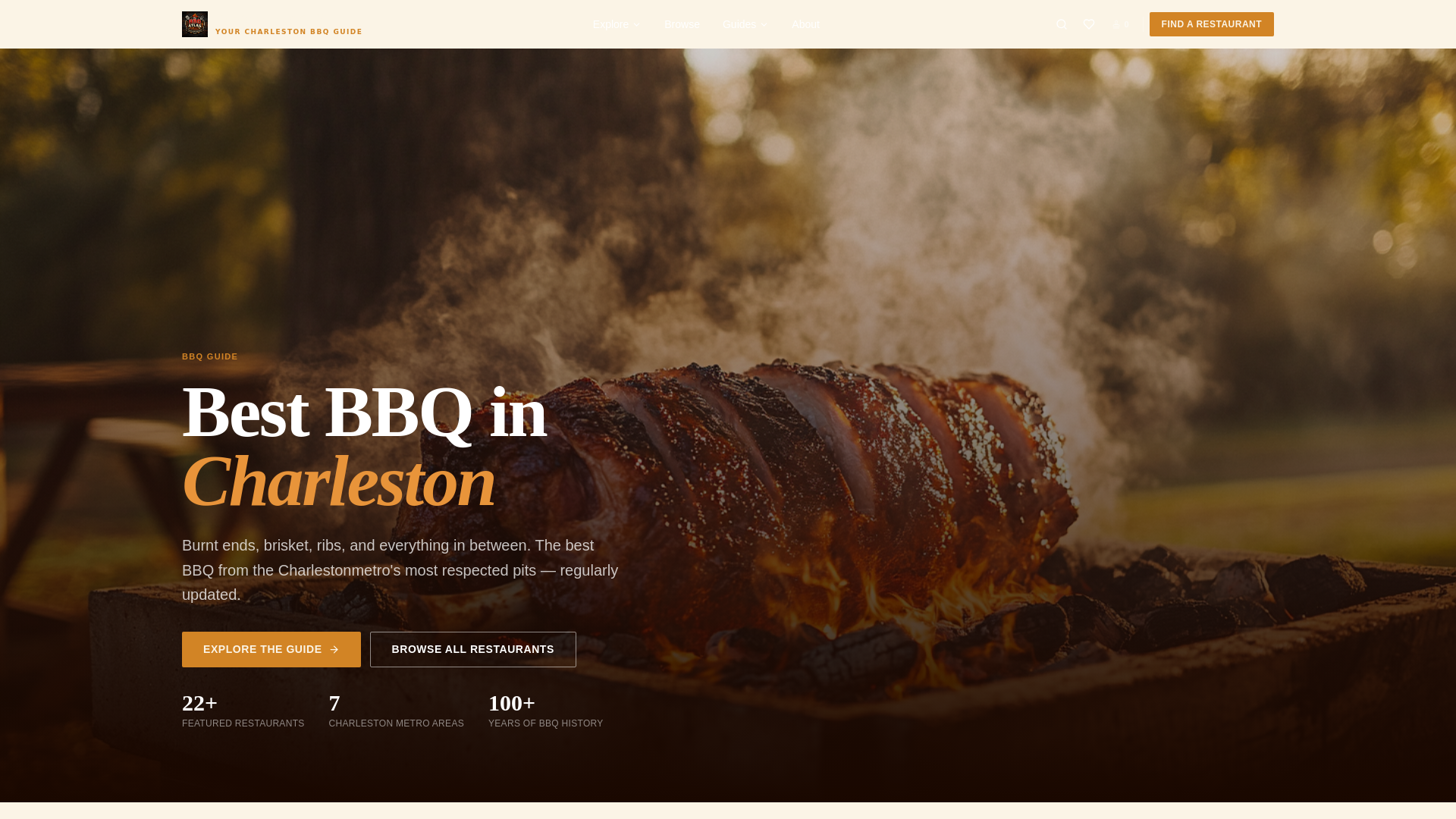 website screenshot of https://charlestonbbqguide.co