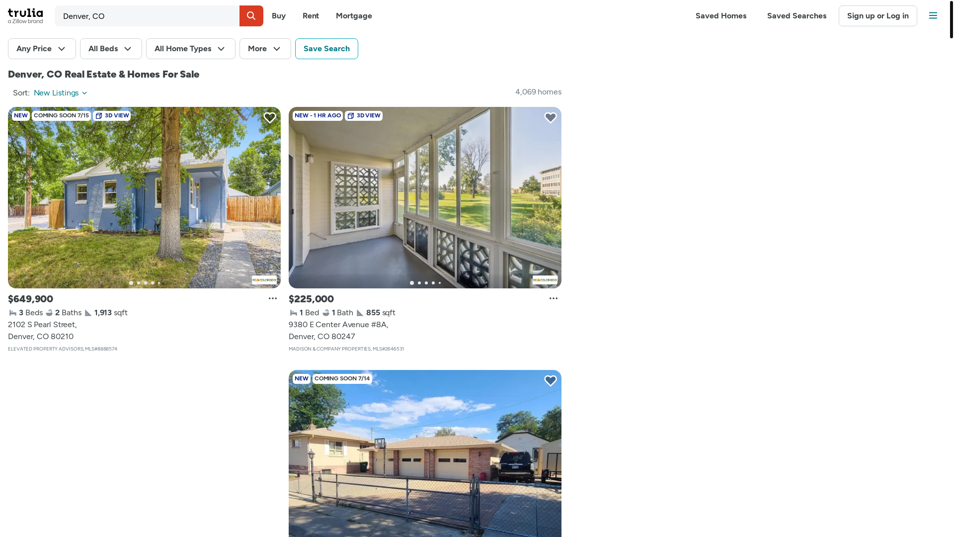 website screenshot of https://www.trulia.com/CO/Denver/