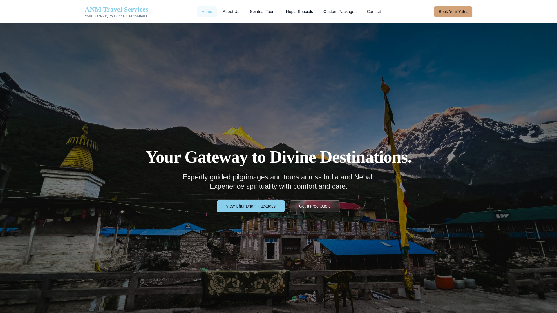 website screenshot of https://anmtravelsevices.com/