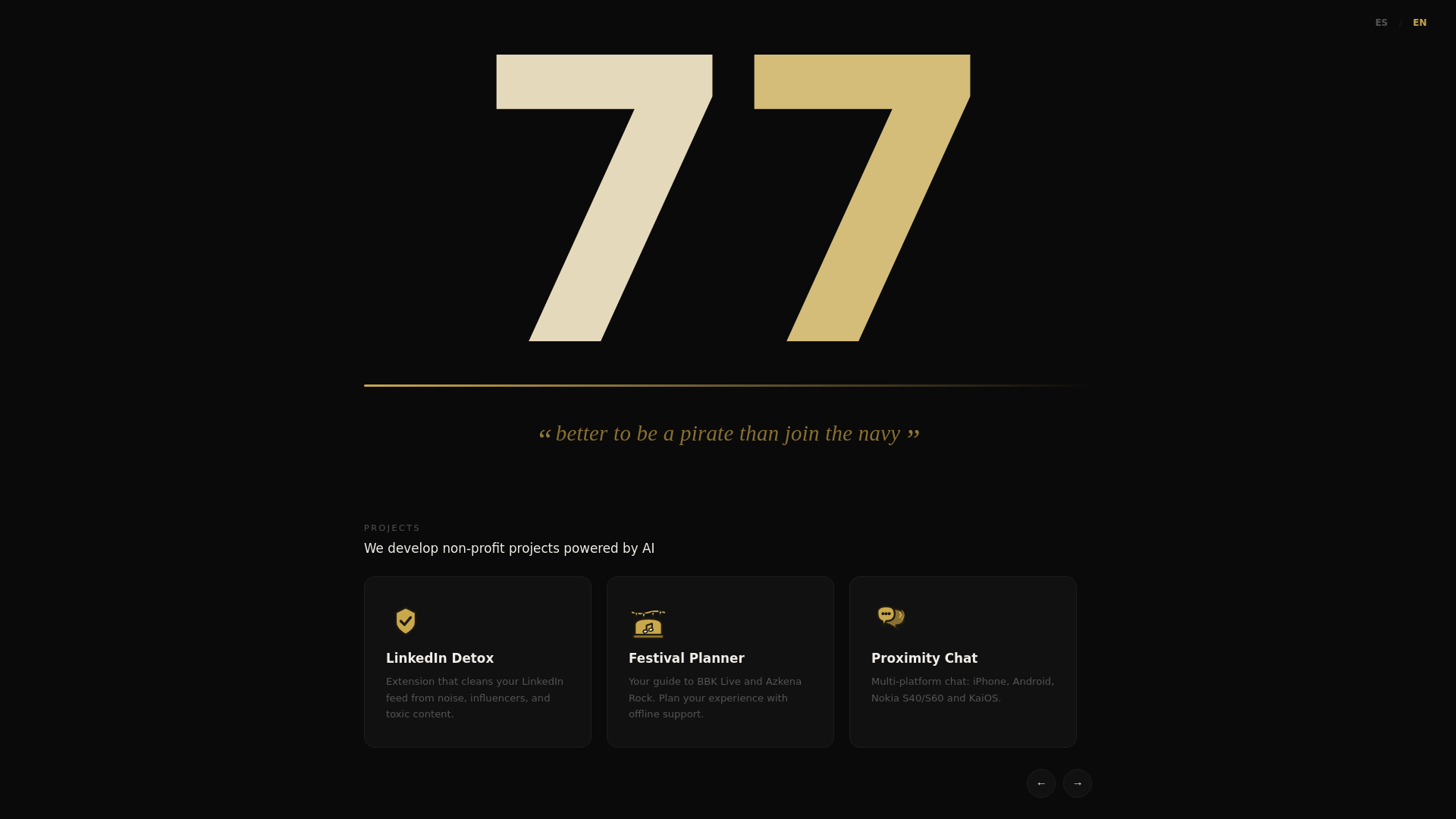 website screenshot of https://sietesiete.eu