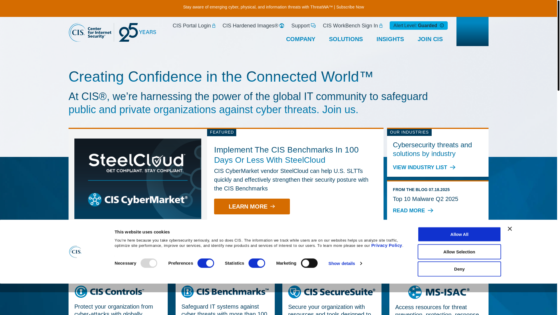 website screenshot of https://cisecurity.org/
