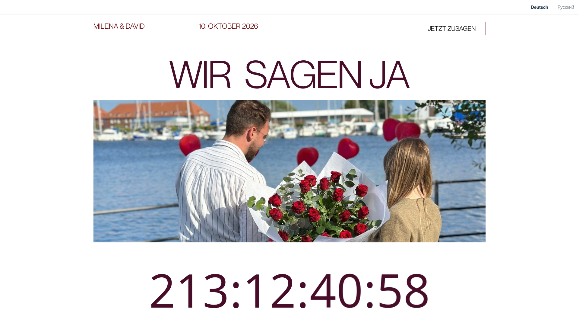 website screenshot of https://milenaunddavid.com/