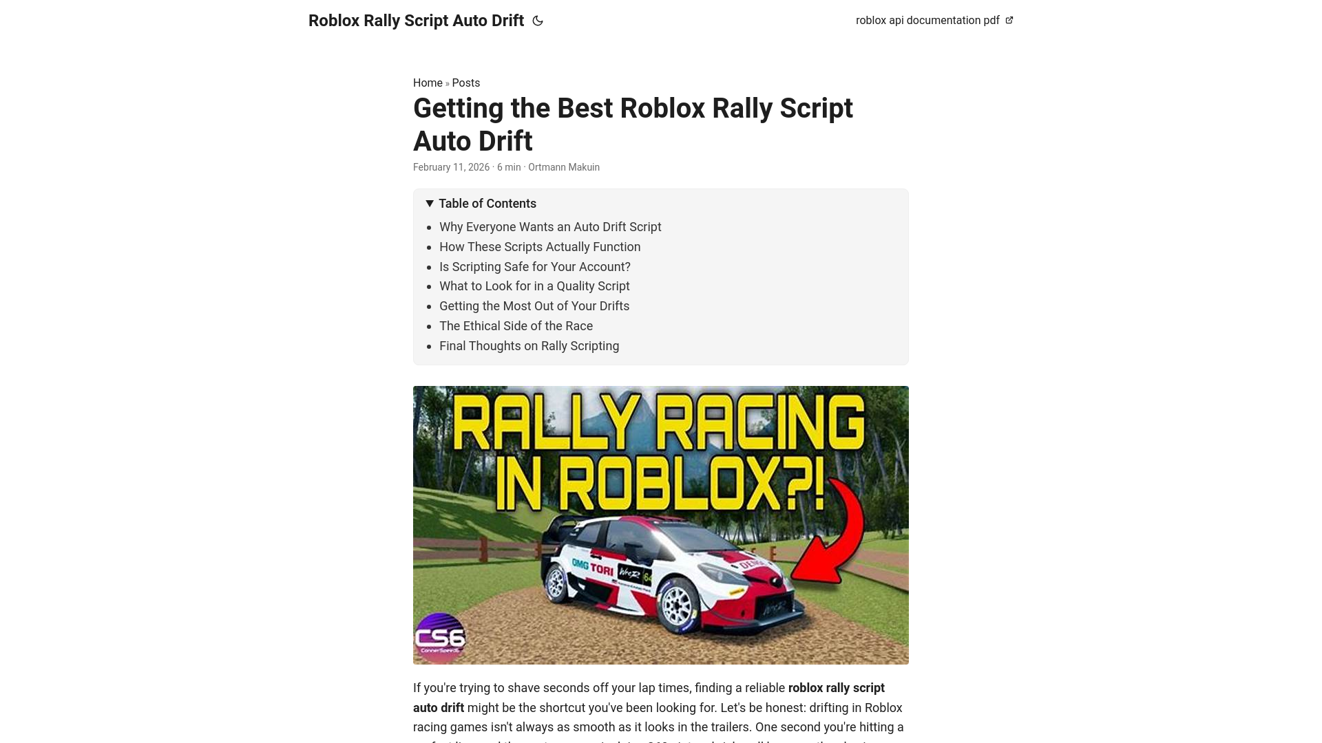 website screenshot of https://roblox-rally-script-auto-drift.pages.dev/