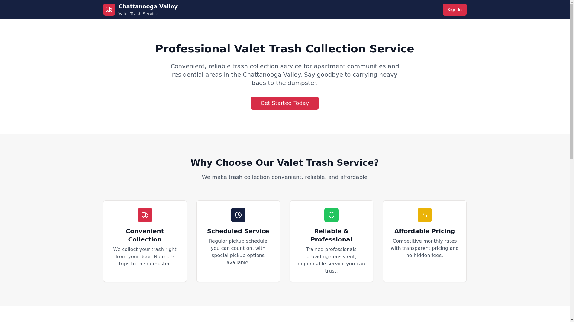 website screenshot of https://cvvalettrashportal.com/
