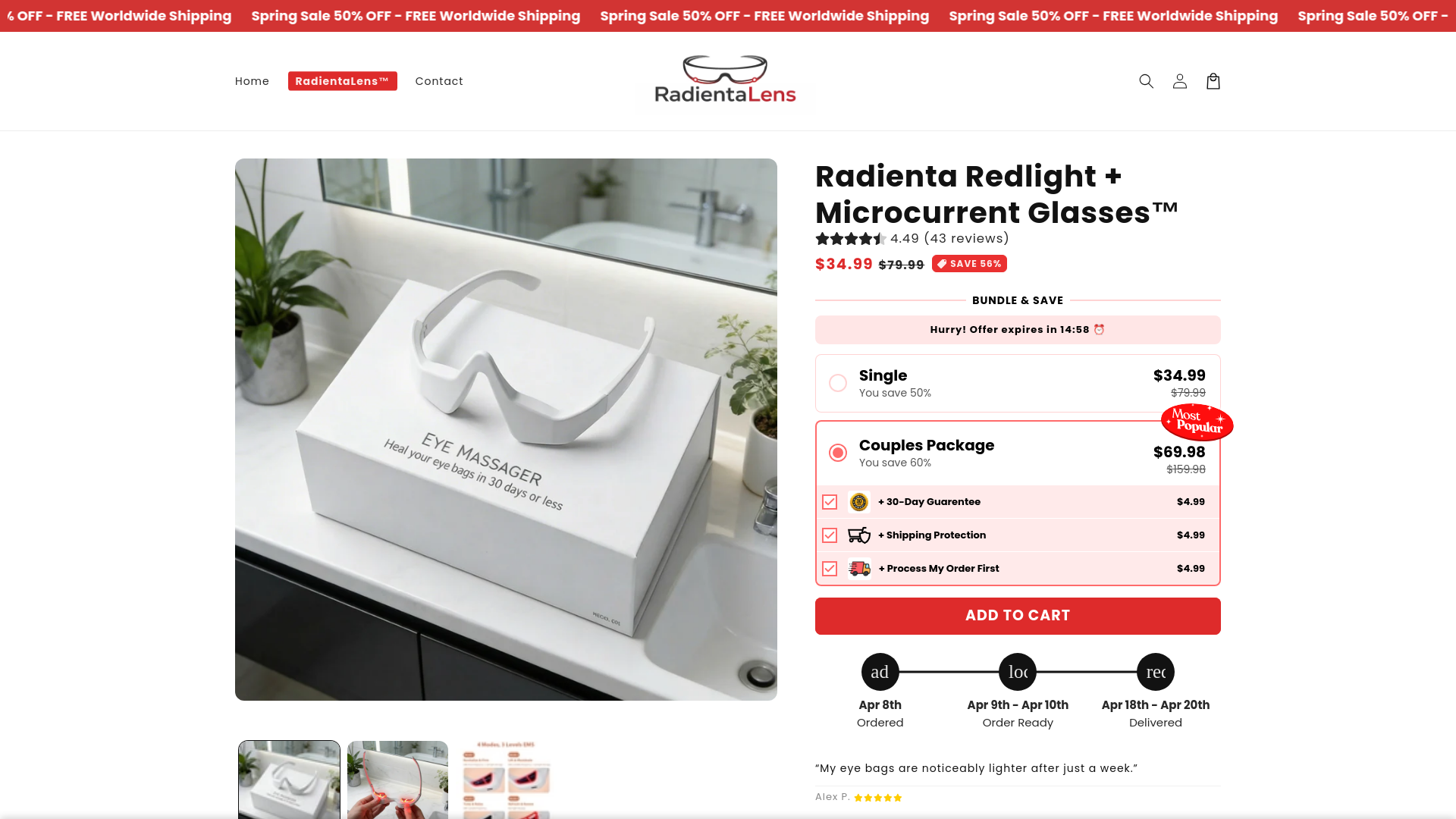 website screenshot of https://radientlens.com