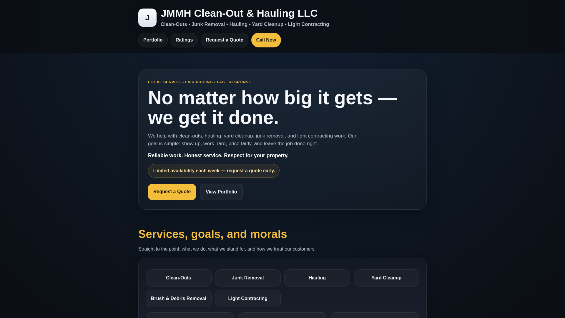 website screenshot of https://jmmhservices.org
