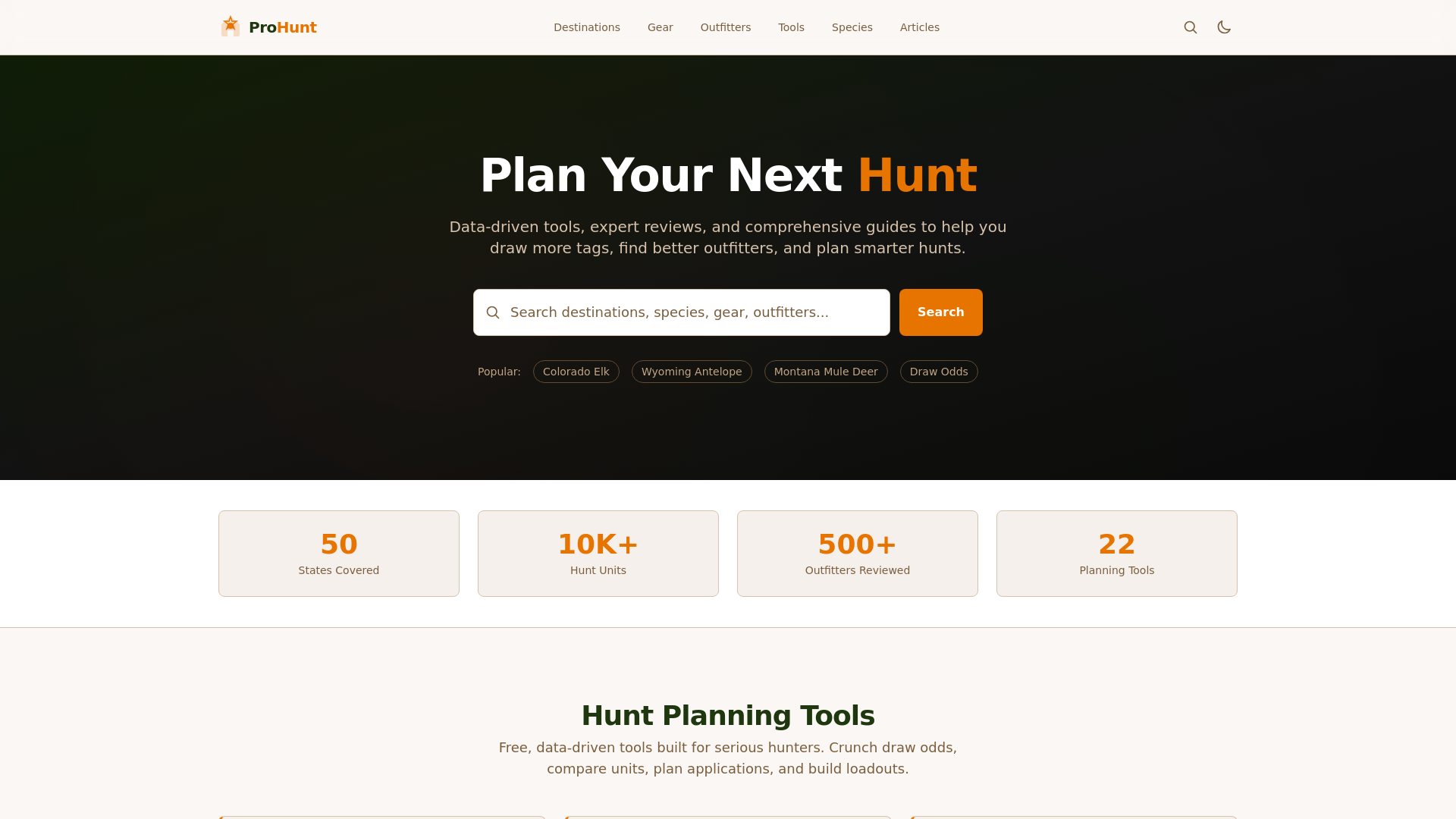website screenshot of https://prohunt.pages.dev/