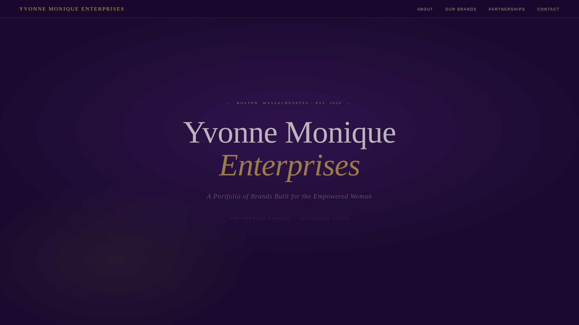 website screenshot of https://yvonnemoniqueenterprises.com/