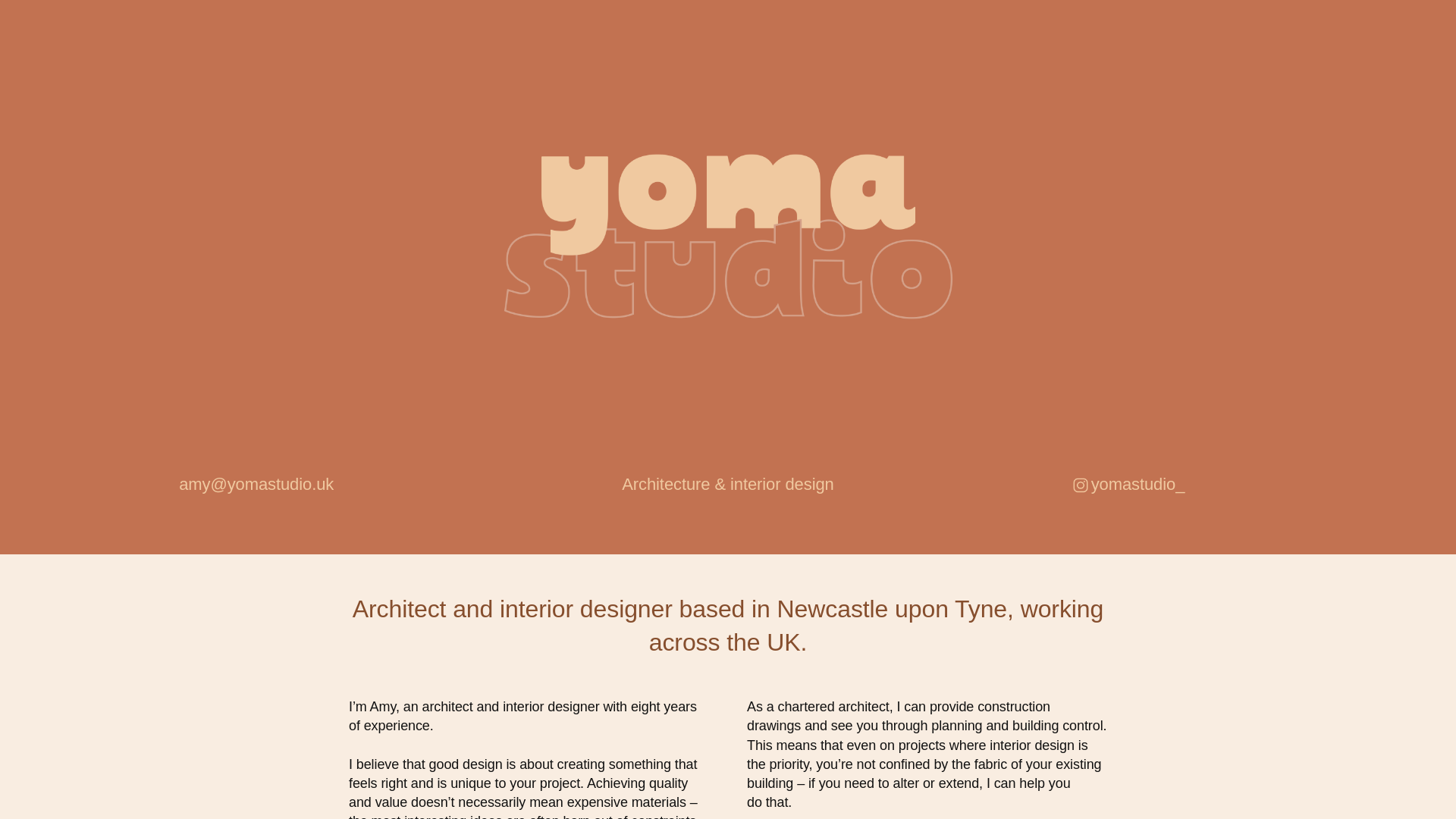 website screenshot of https://yomastudio.uk