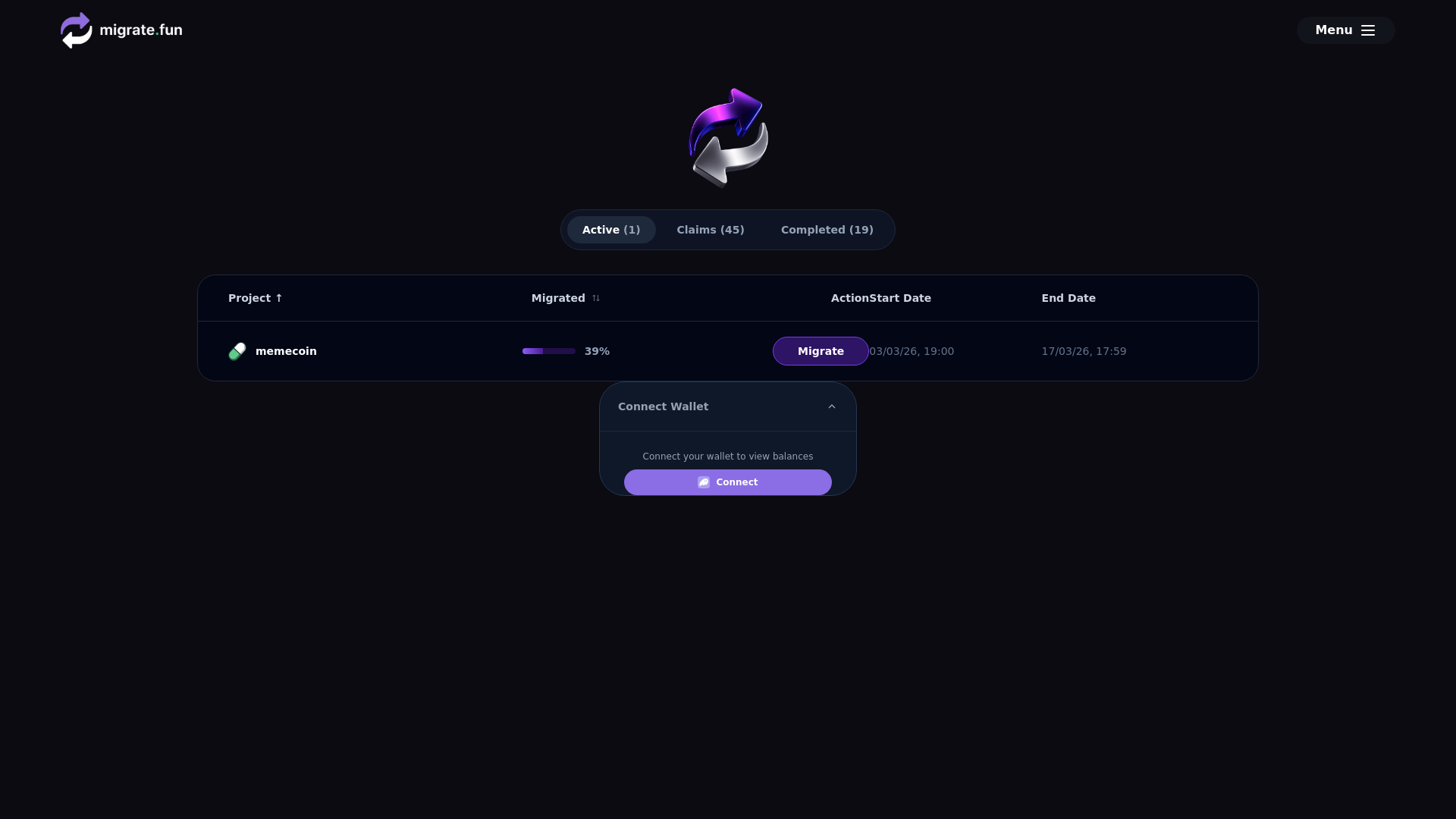 website screenshot of https://migratefunapp.live/