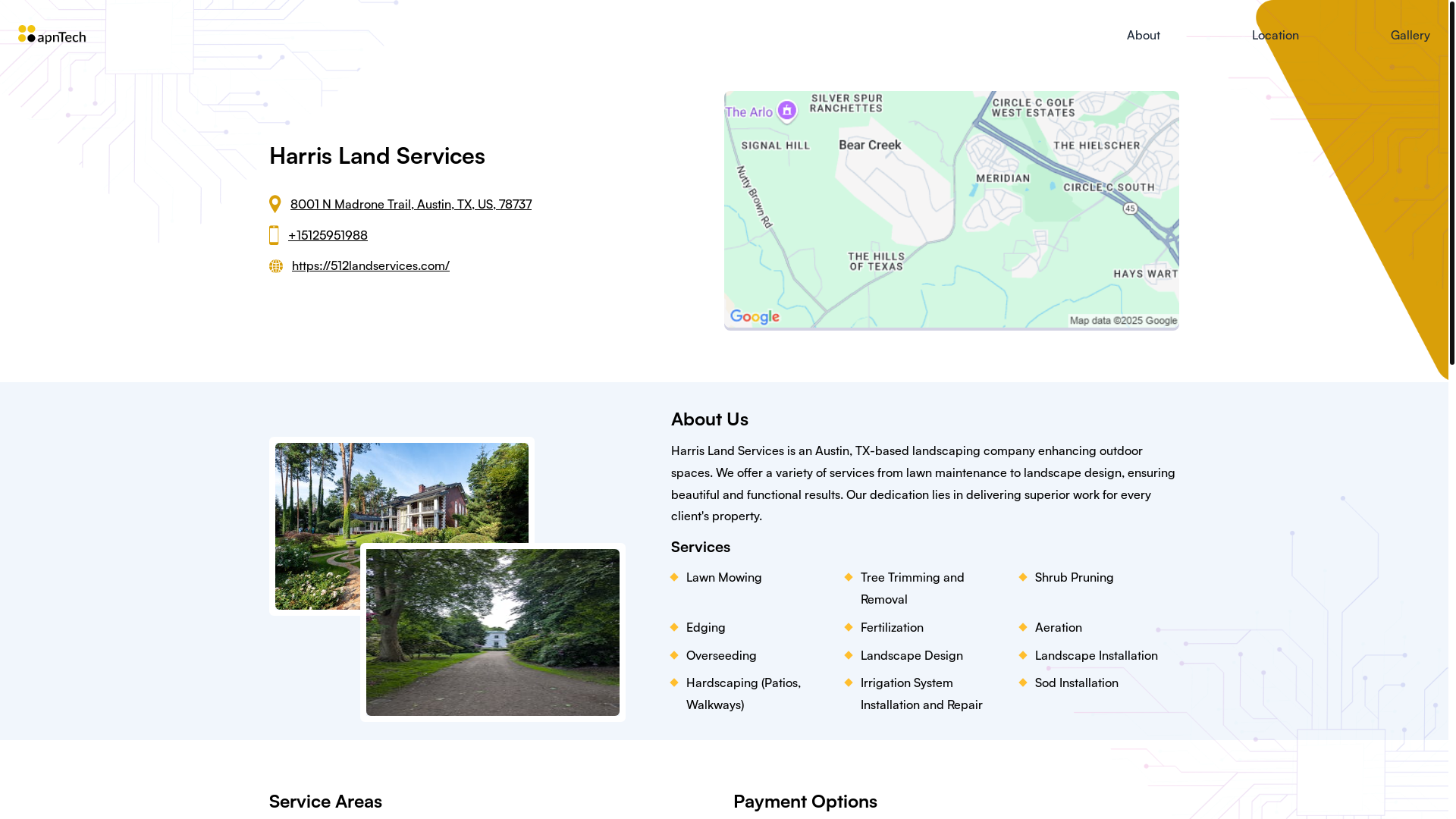 website screenshot of https://harrislandservices.online/