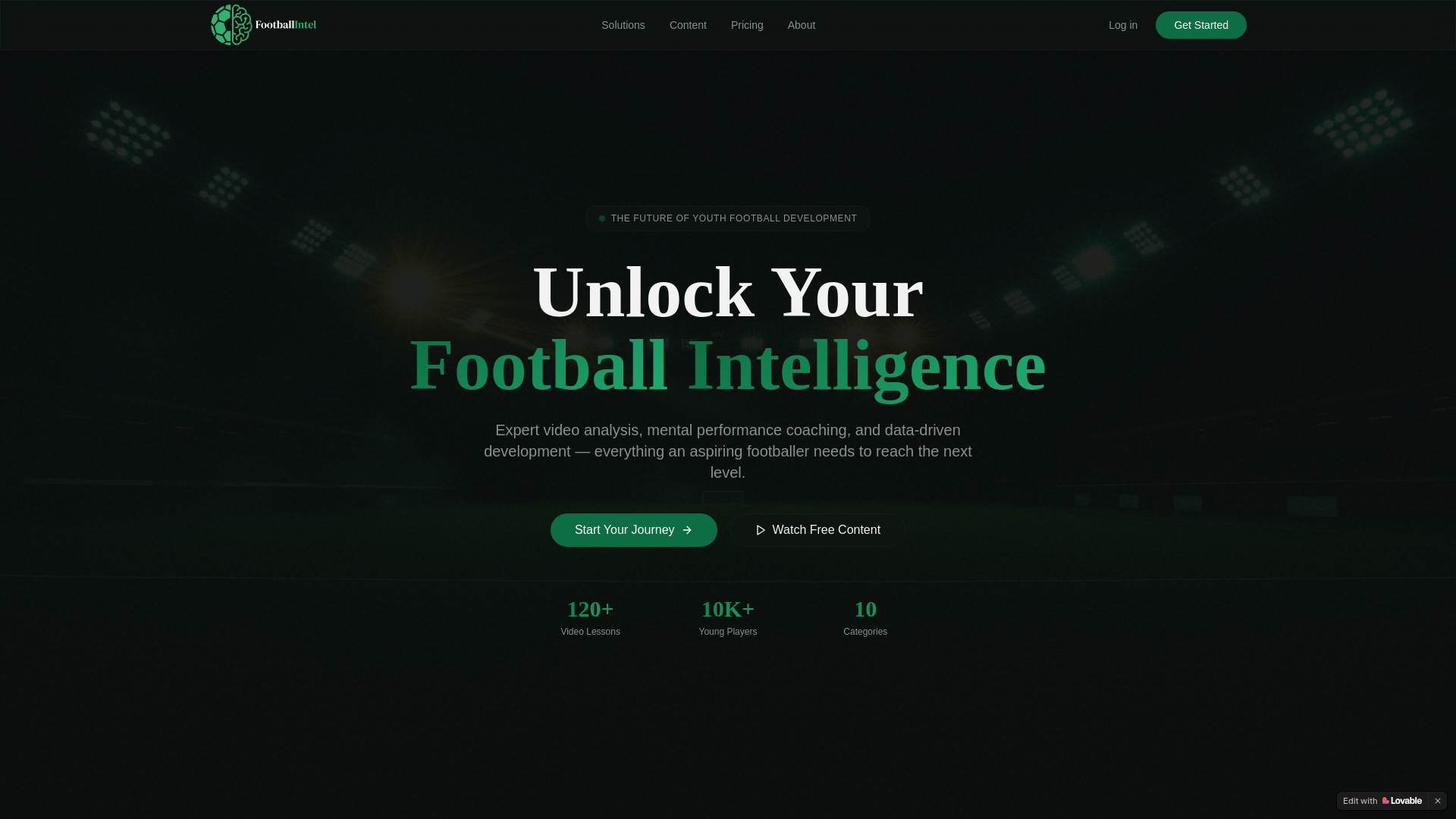 website screenshot of https://footballintel.uk