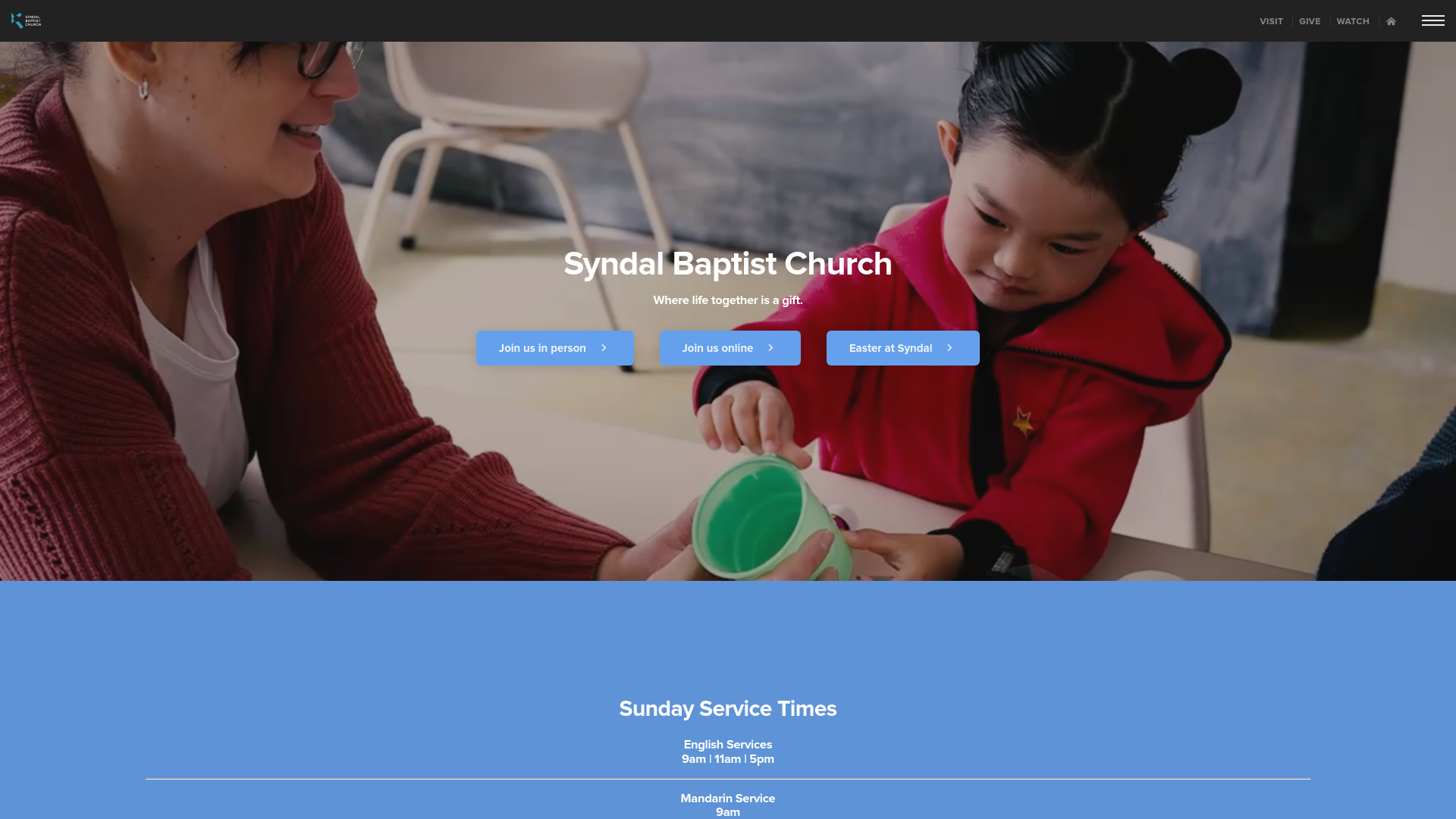 website screenshot of https://syndalbaptistchurch.com.au