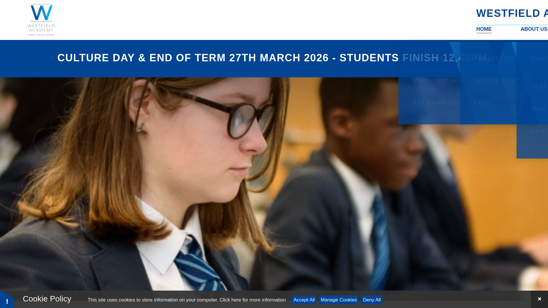 website screenshot of https://westfield.academy/