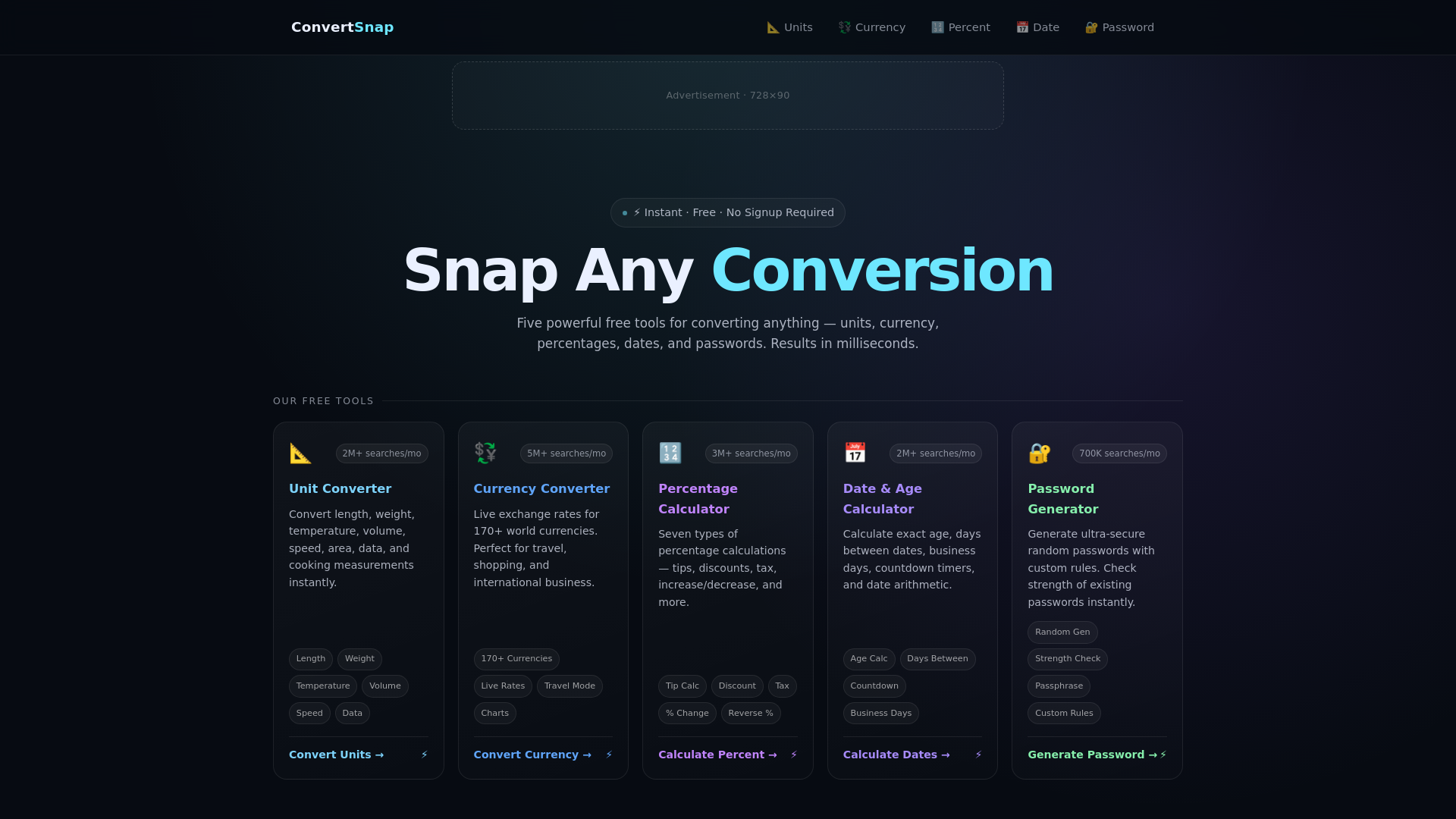 website screenshot of https://convertsnap.io/