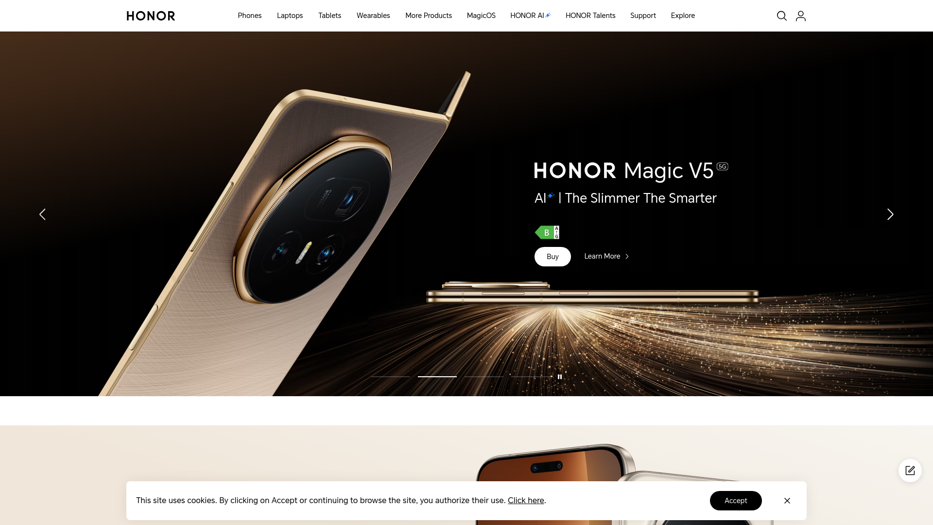 website screenshot of https://honor.com
