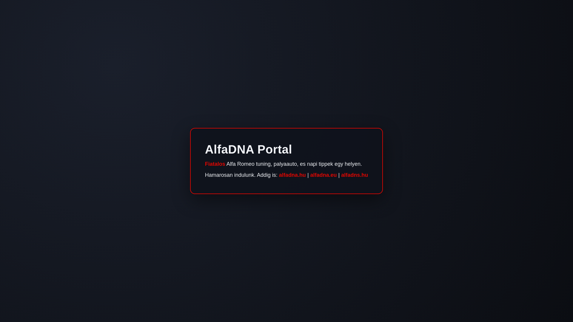 website screenshot of https://alfadns.hu/