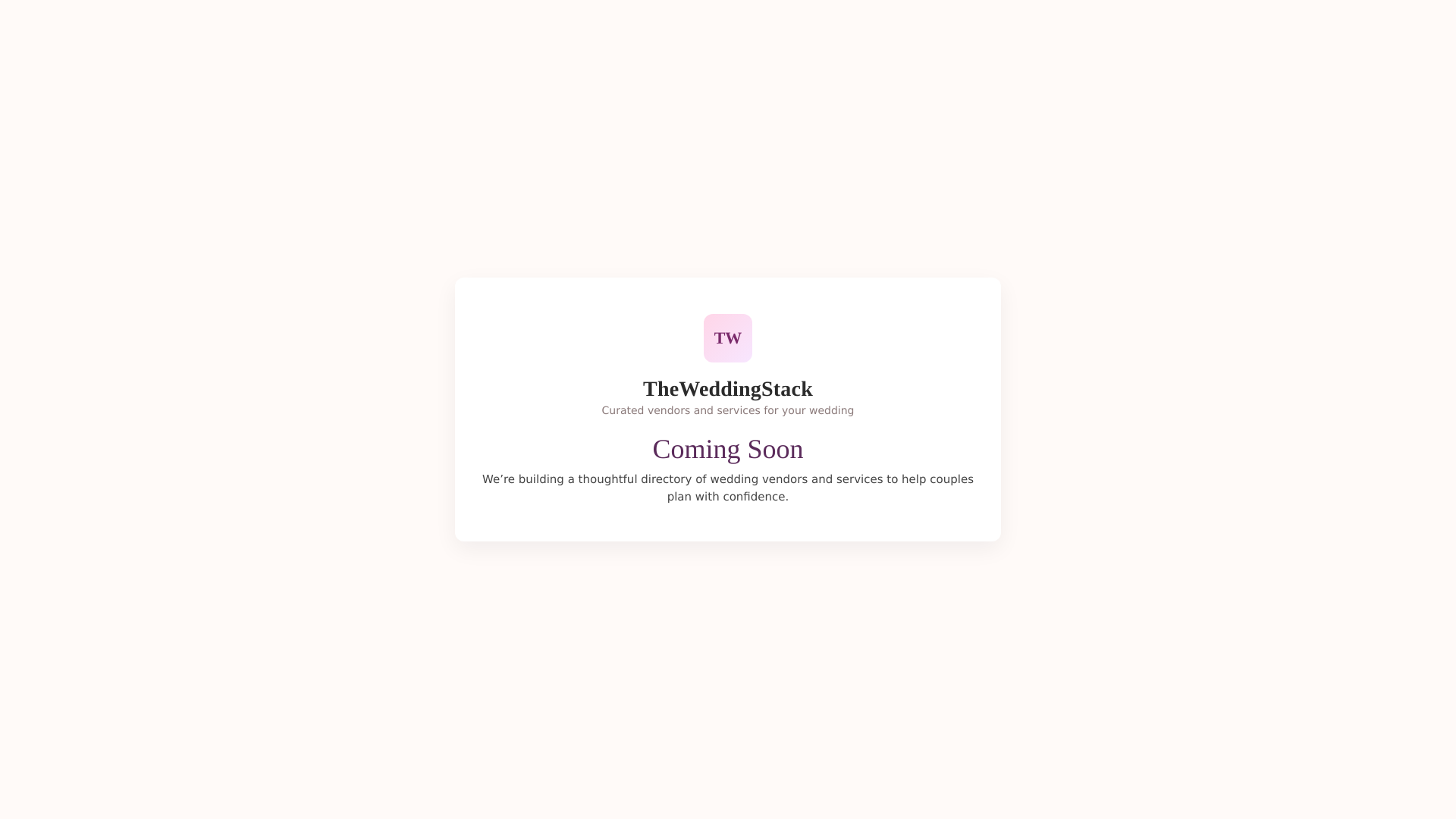 website screenshot of https://theweddingstack.ca/