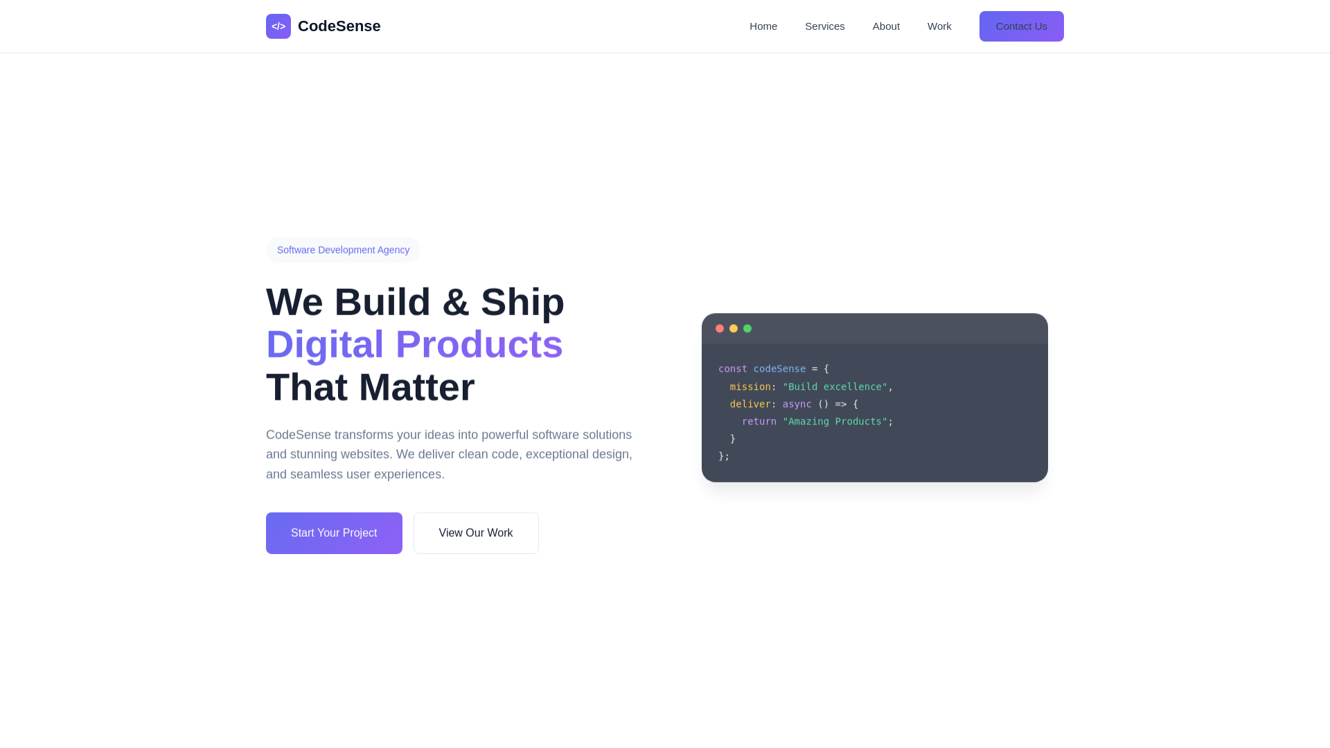 website screenshot of https://thecodesense-llc.com