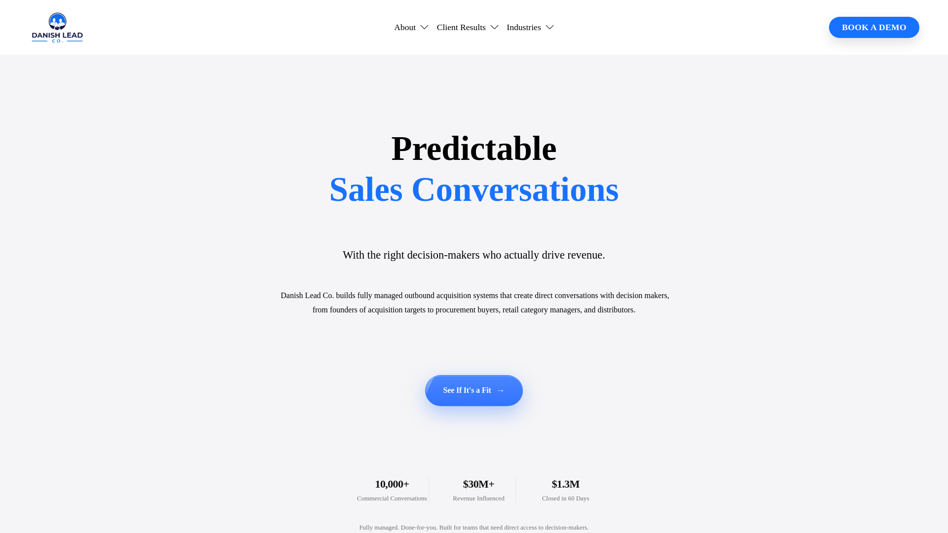 website screenshot of https://senddanishleadco.com/