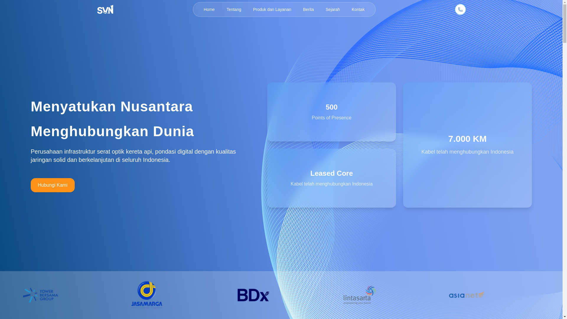 website screenshot of https://svnfiber.id/
