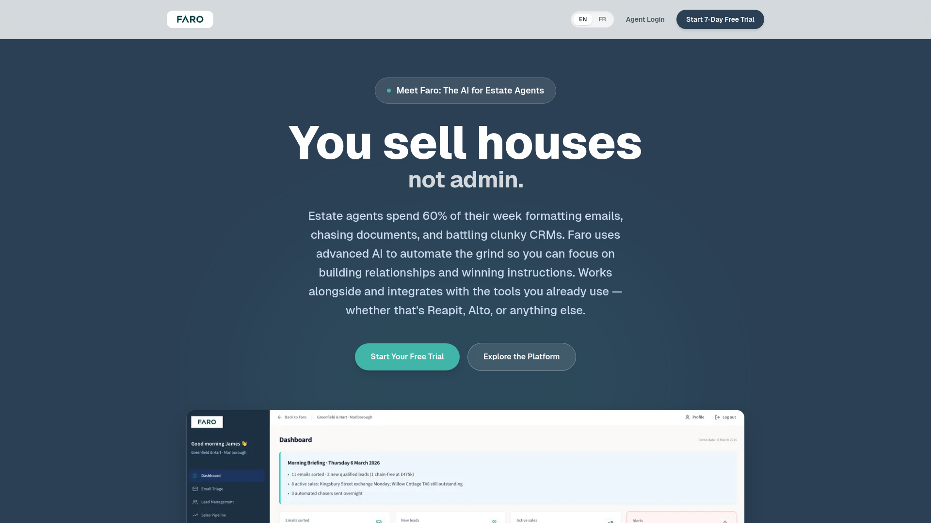 website screenshot of https://yourfaro.io/