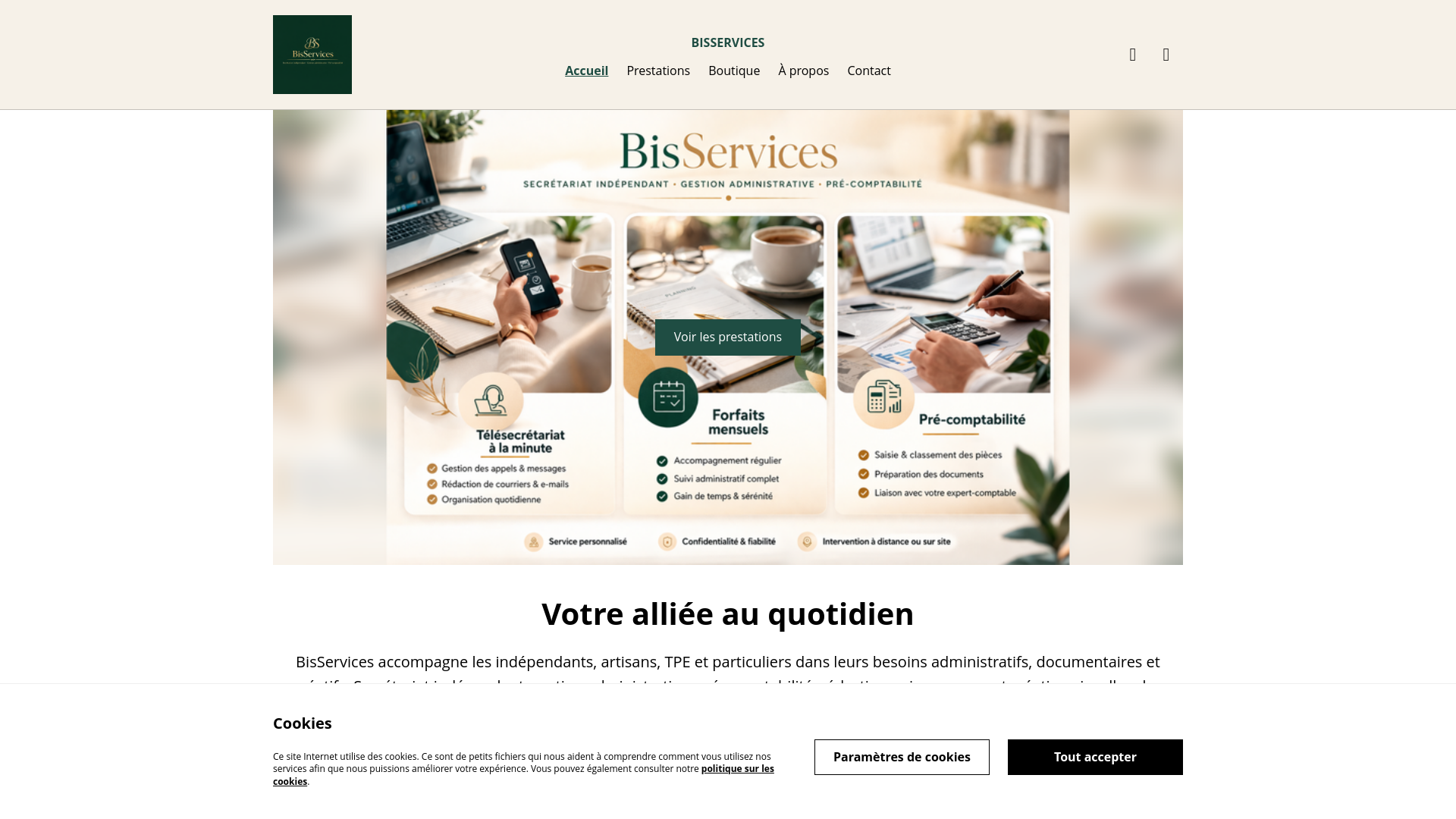 website screenshot of https://bisservices.fr/