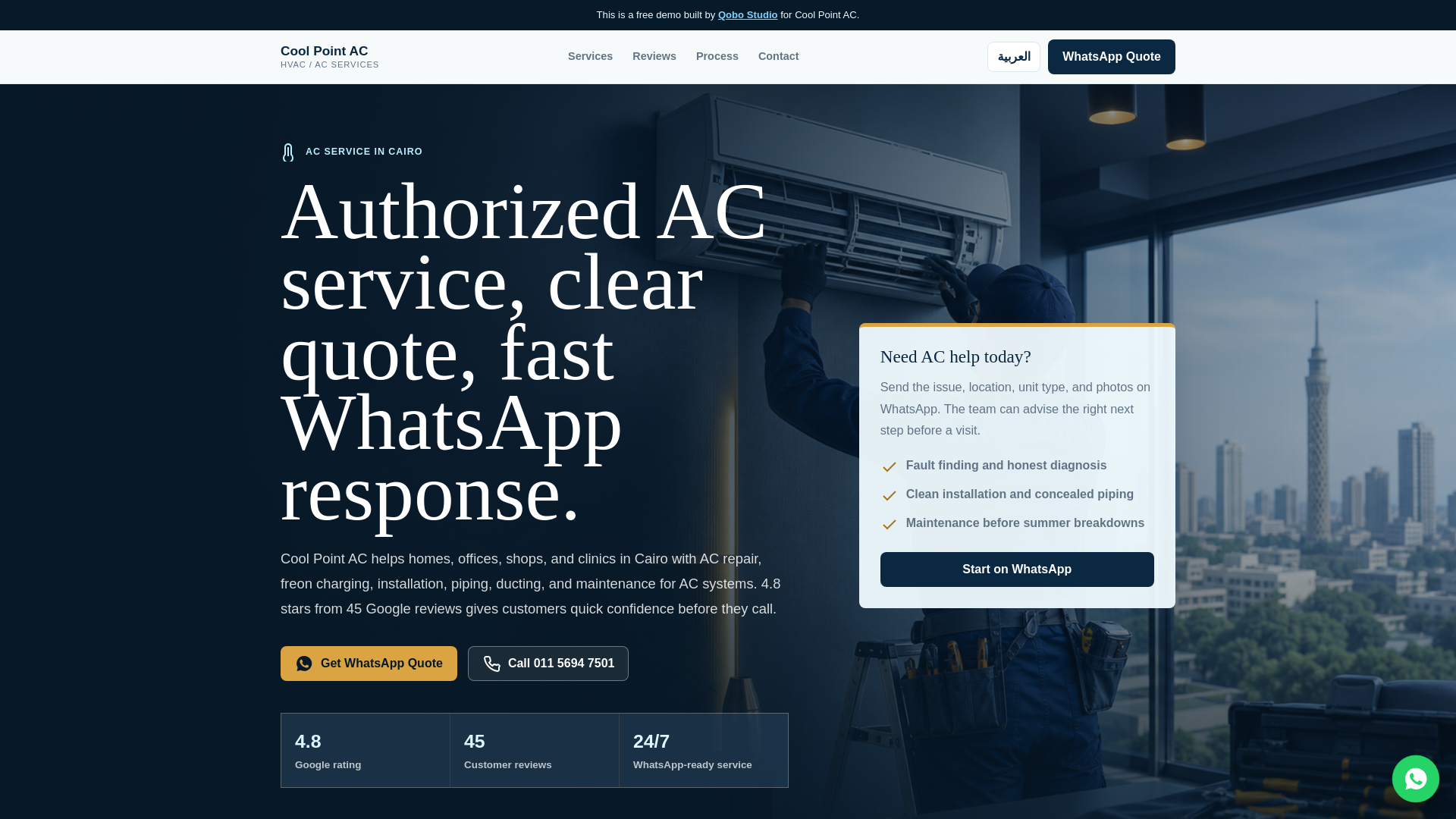 website screenshot of https://demo-cool-point-ac.pages.dev/