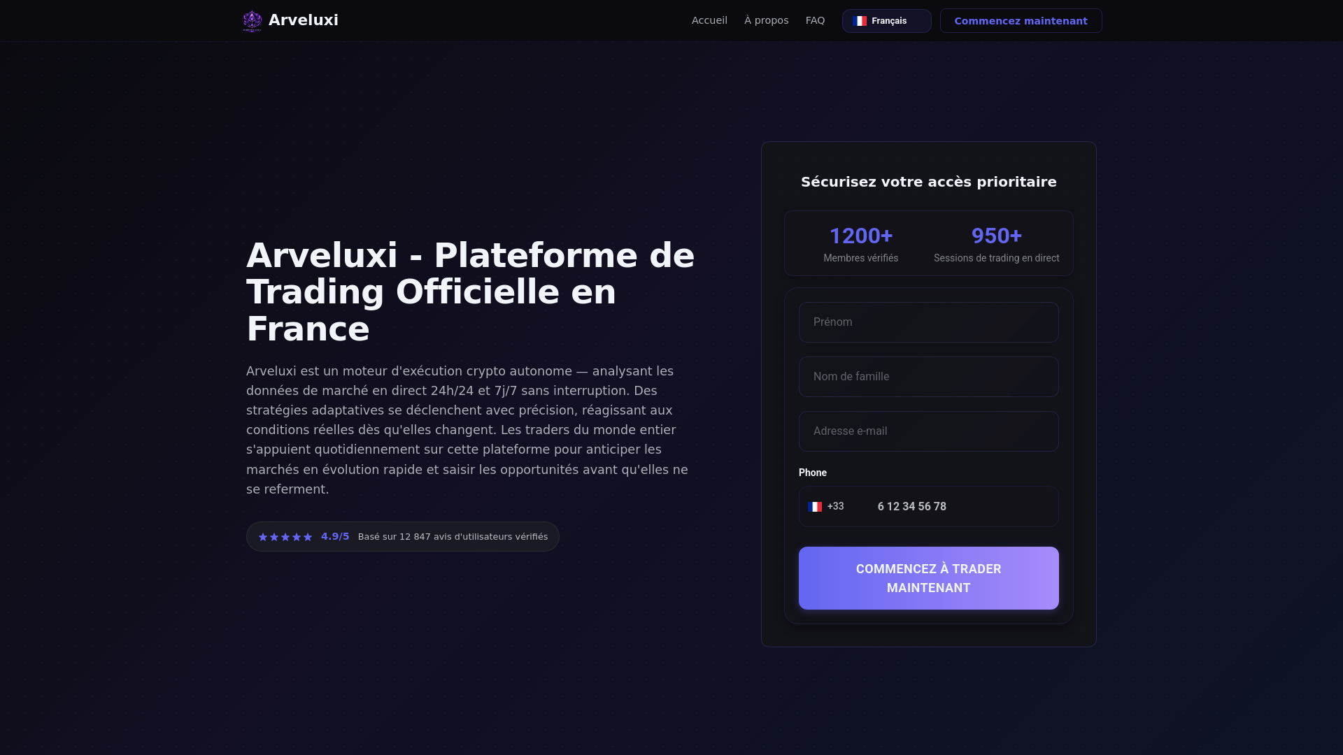 website screenshot of https://arveluxi.fr/