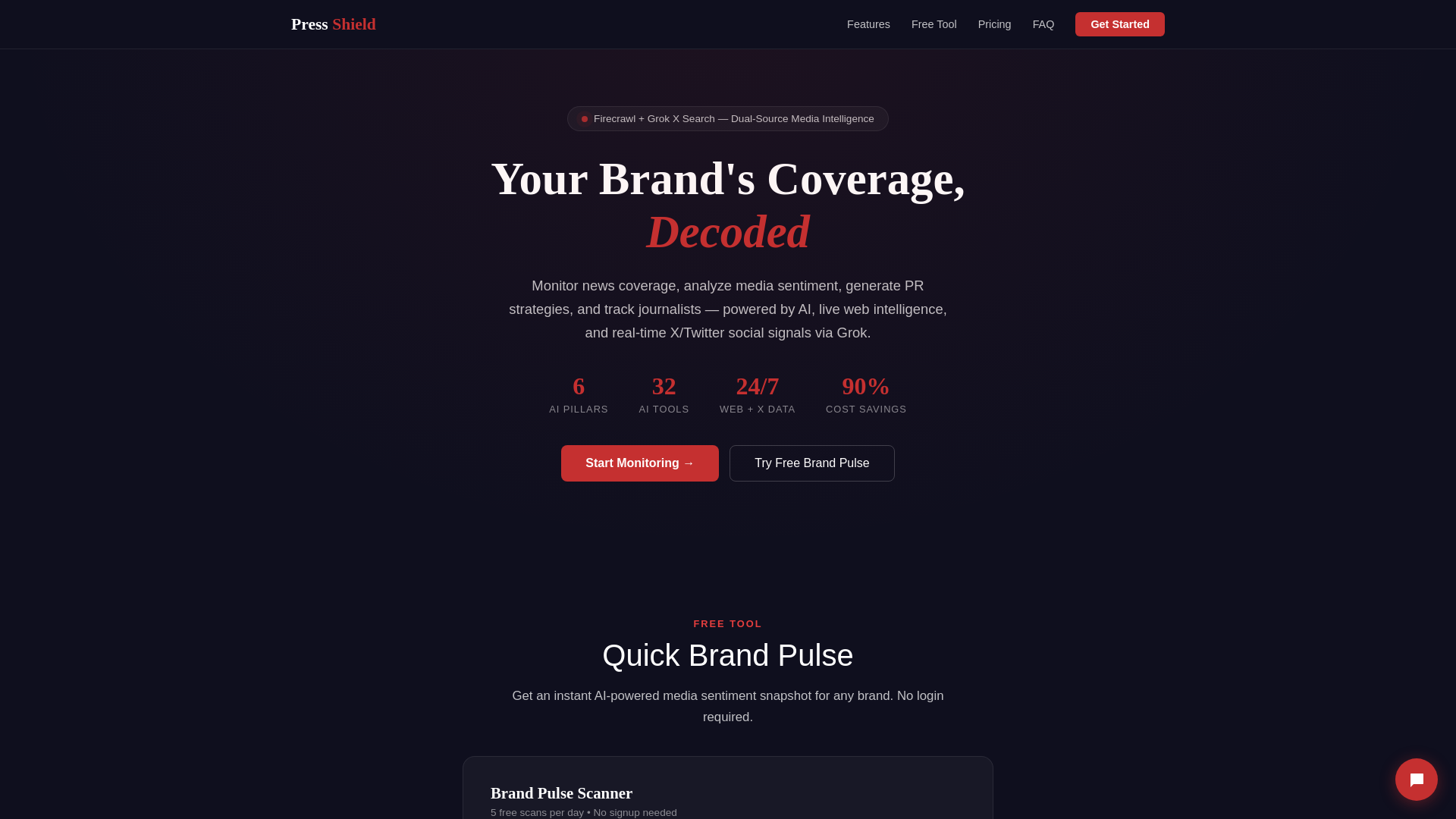 website screenshot of https://pressshield.online/