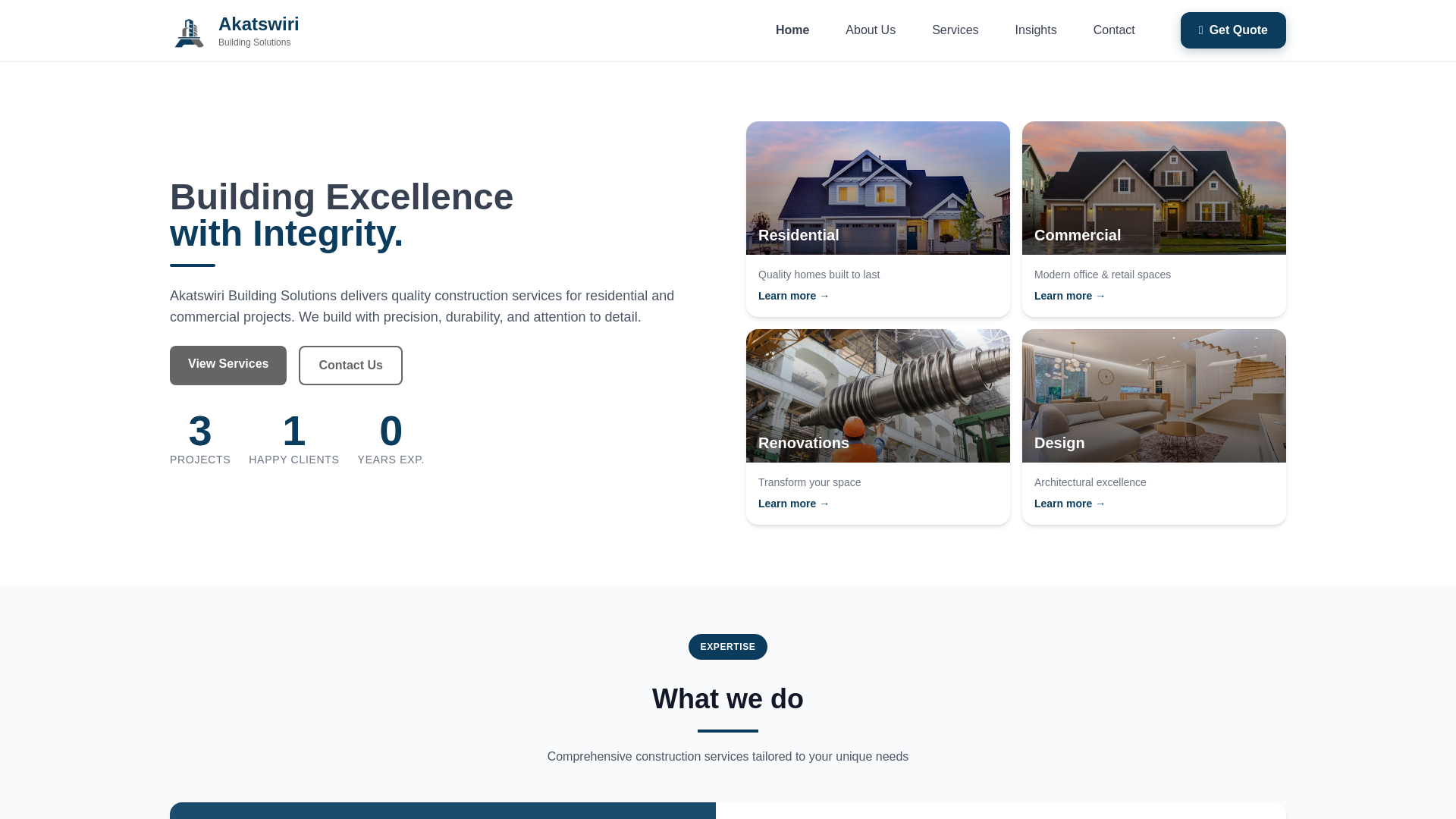 website screenshot of https://akatswiribuilding.com