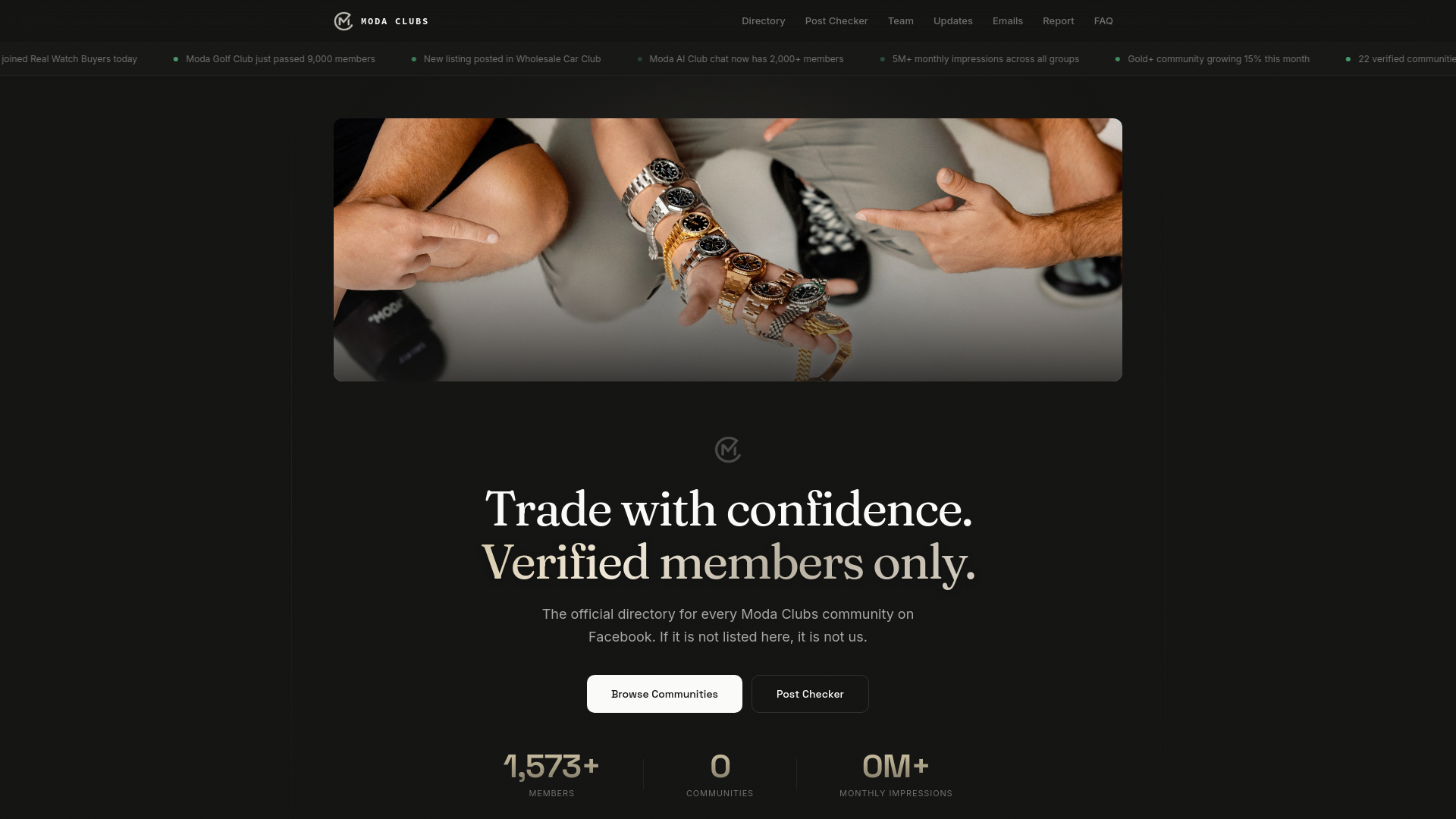 website screenshot of https://joinmodaclubs.com/