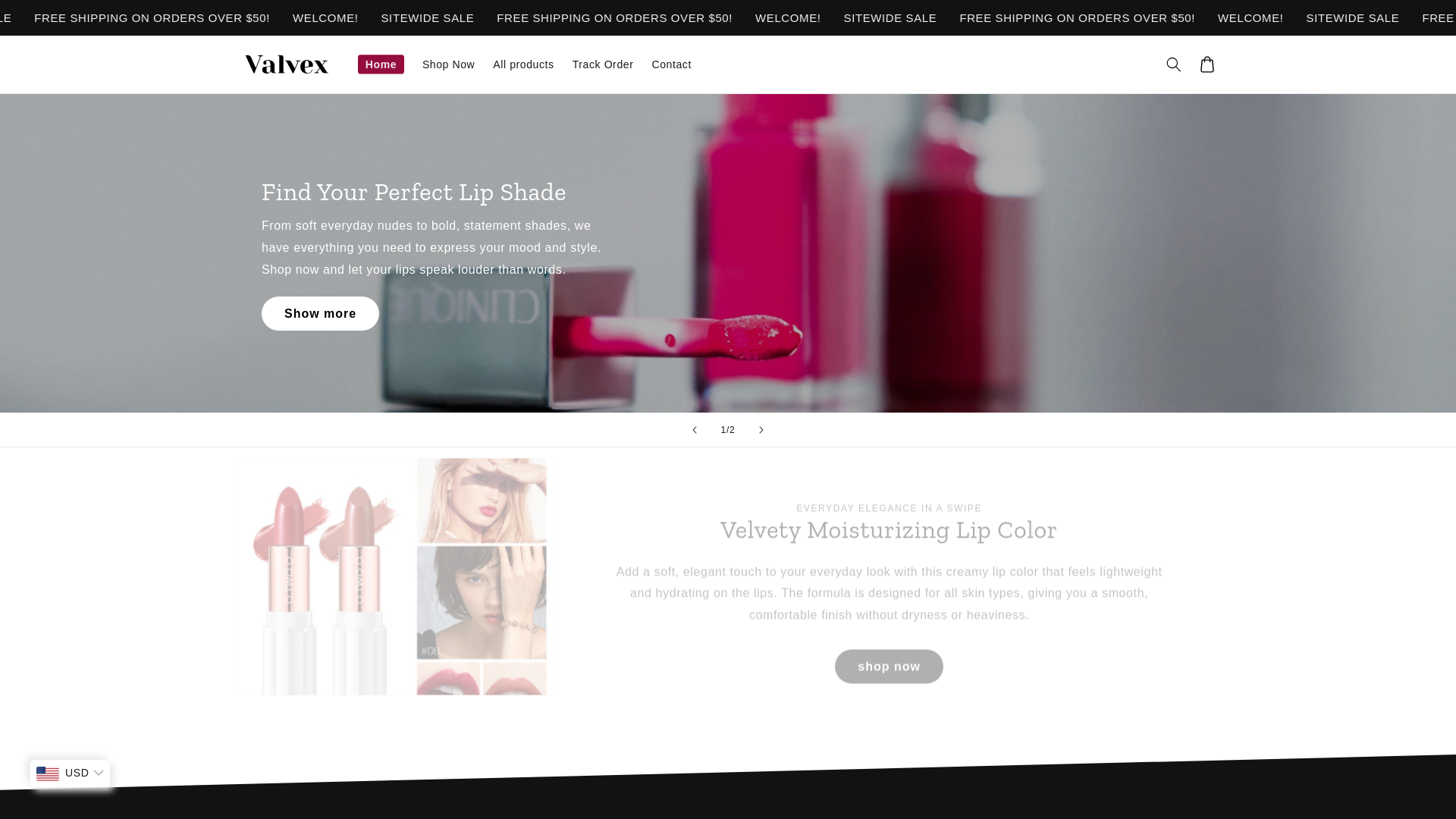 website screenshot of https://valvex.store/