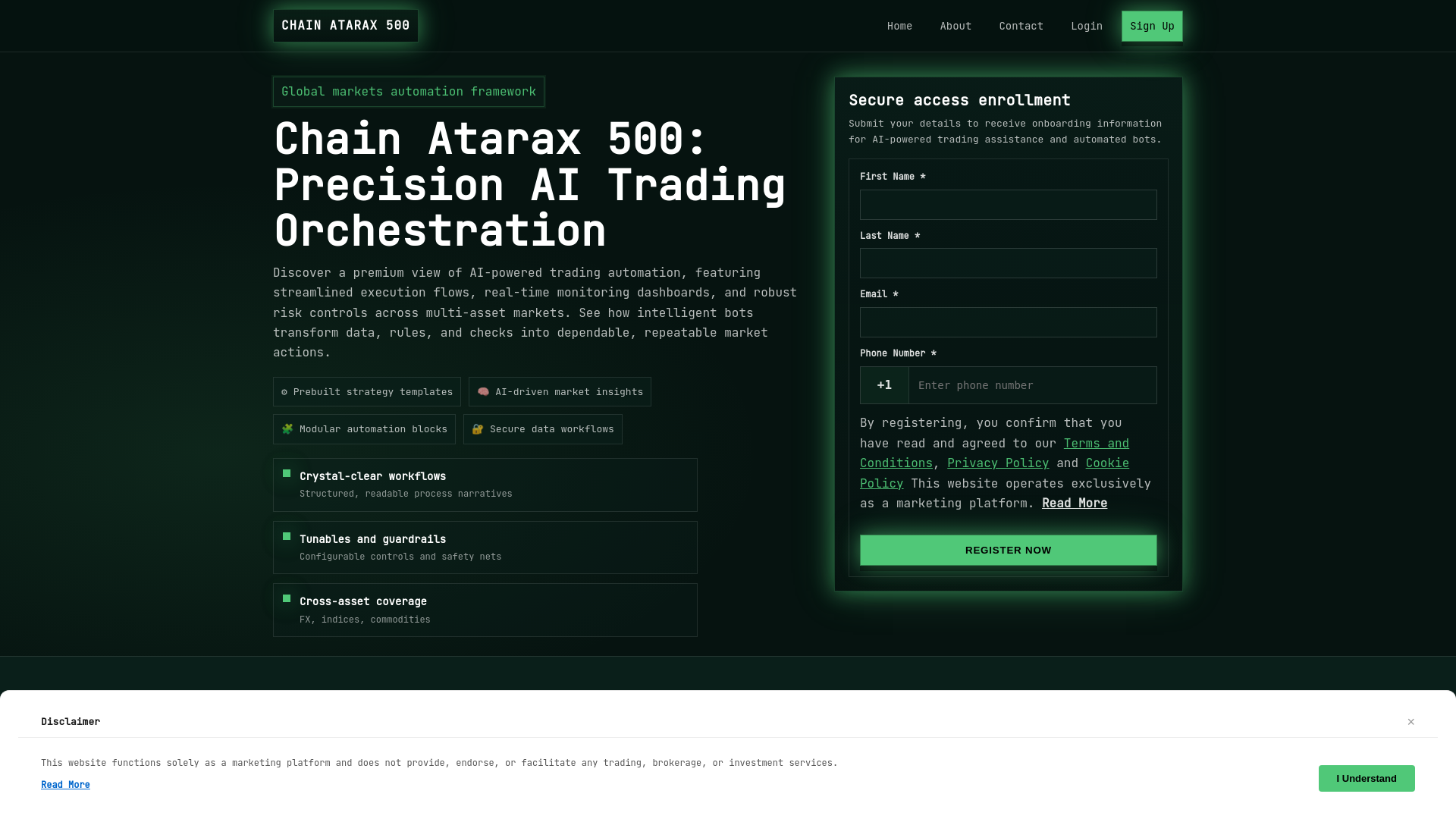 website screenshot of https://chainatarax500.pro/