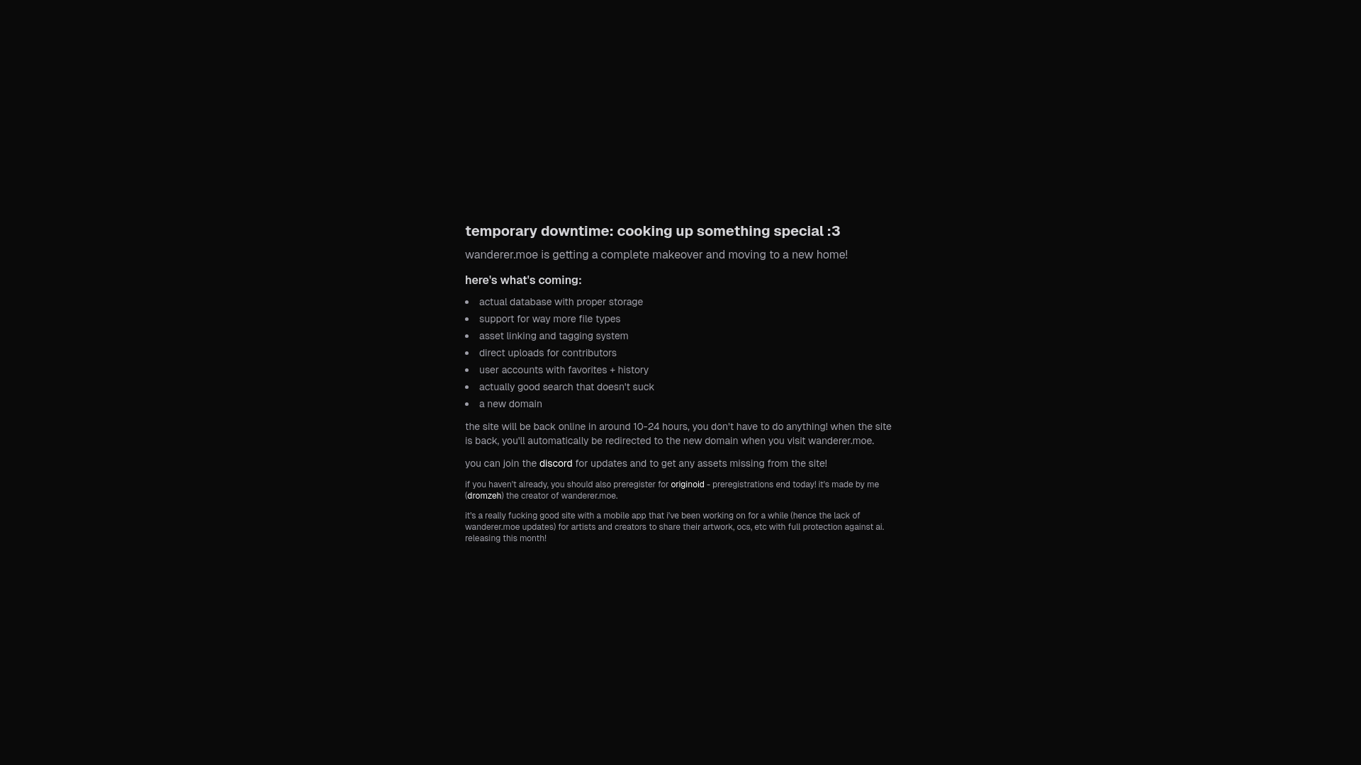 website screenshot of https://wm-maintenance-page.pages.dev/