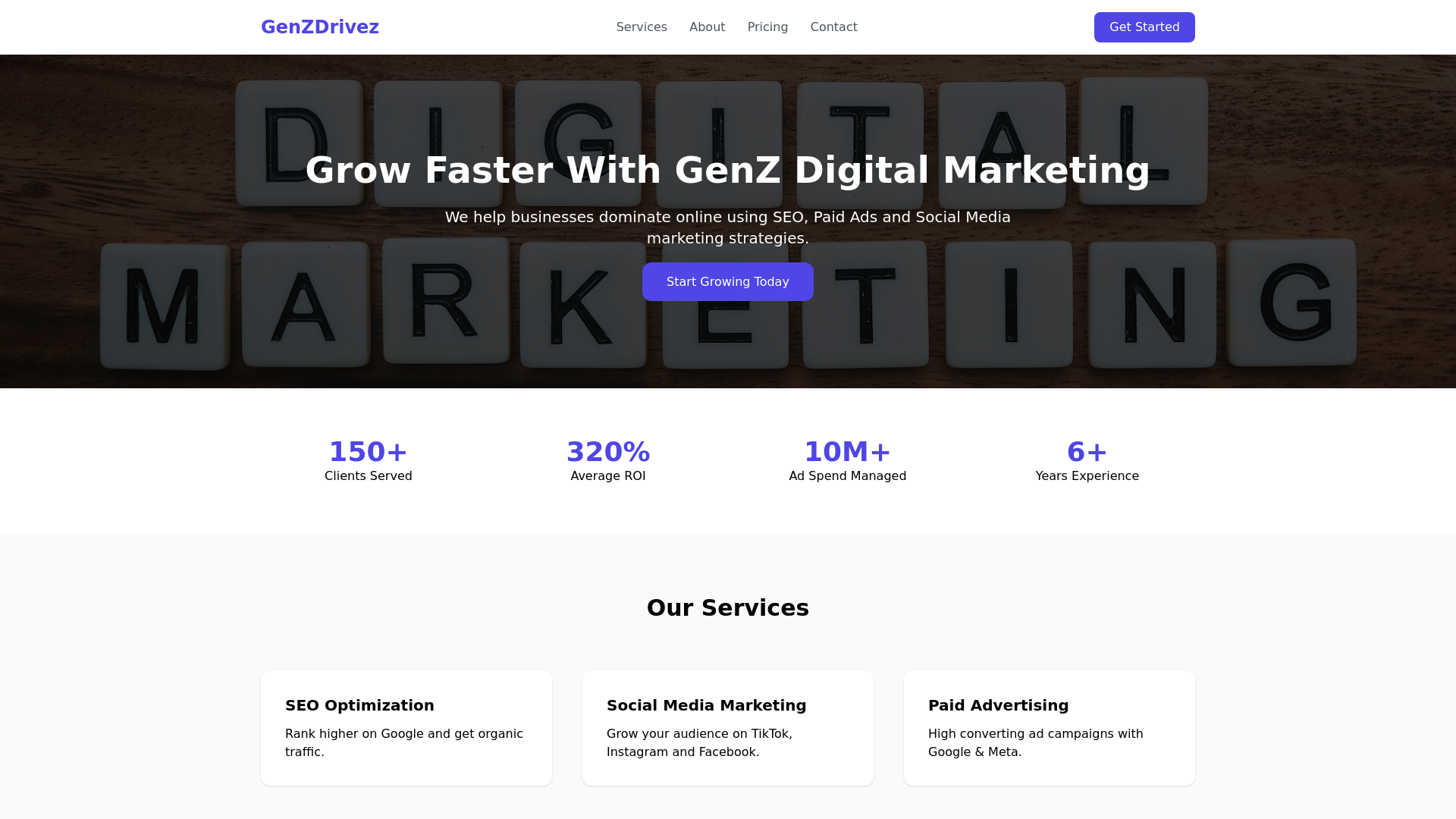 website screenshot of https://genzdrivez.com/