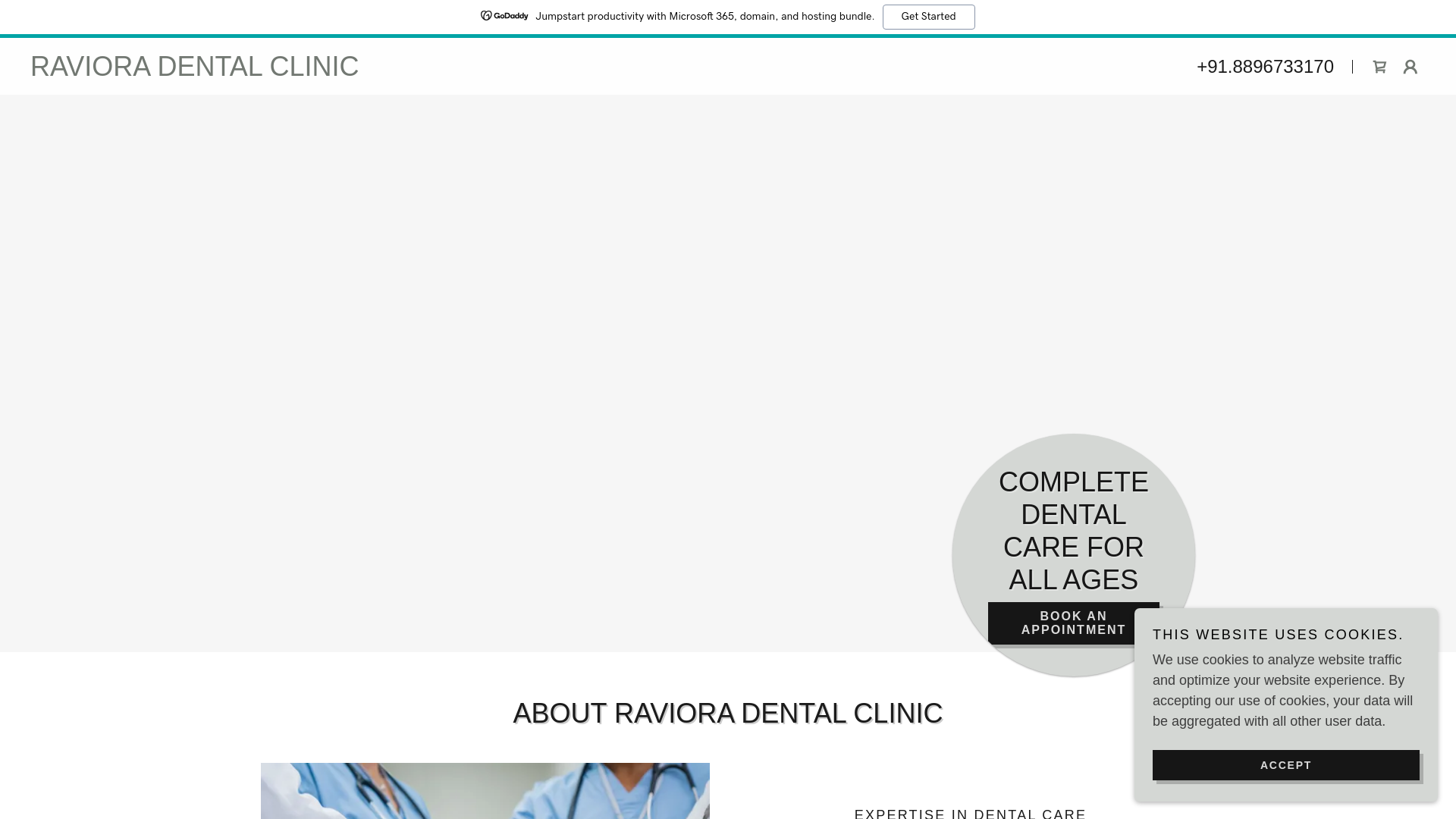 website screenshot of https://ravioradental.in/