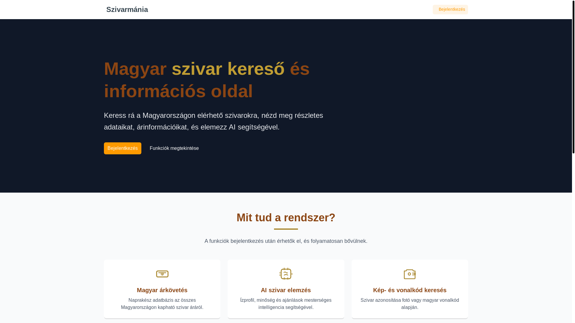 website screenshot of https://szivarmania.hu/