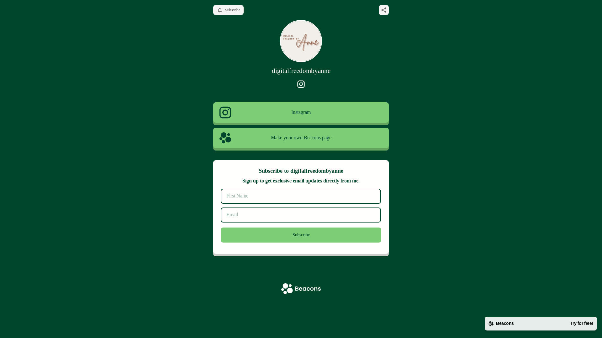 website screenshot of https://digitalfreedombyanne.com/