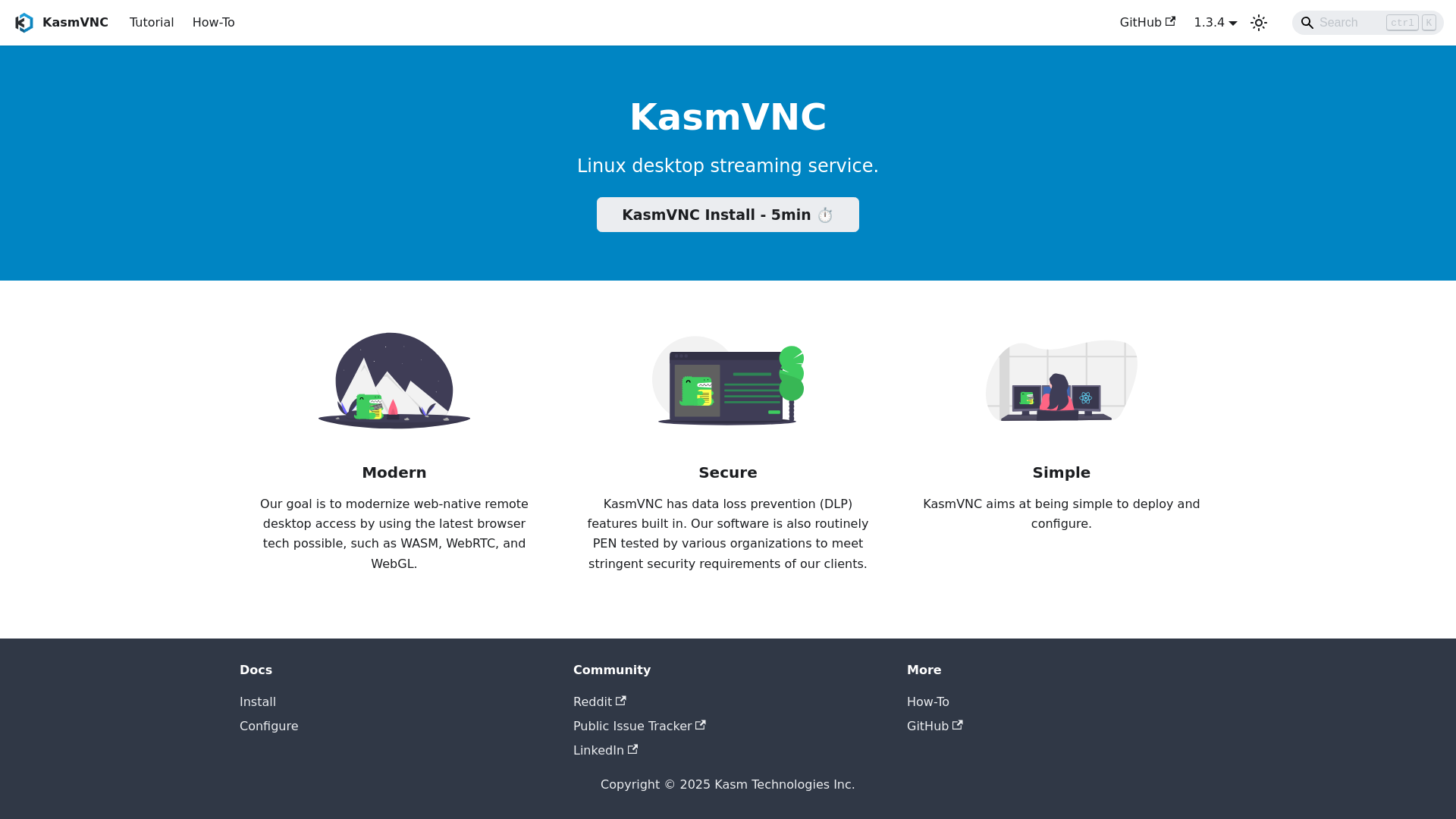website screenshot of https://kasmvnc.com/