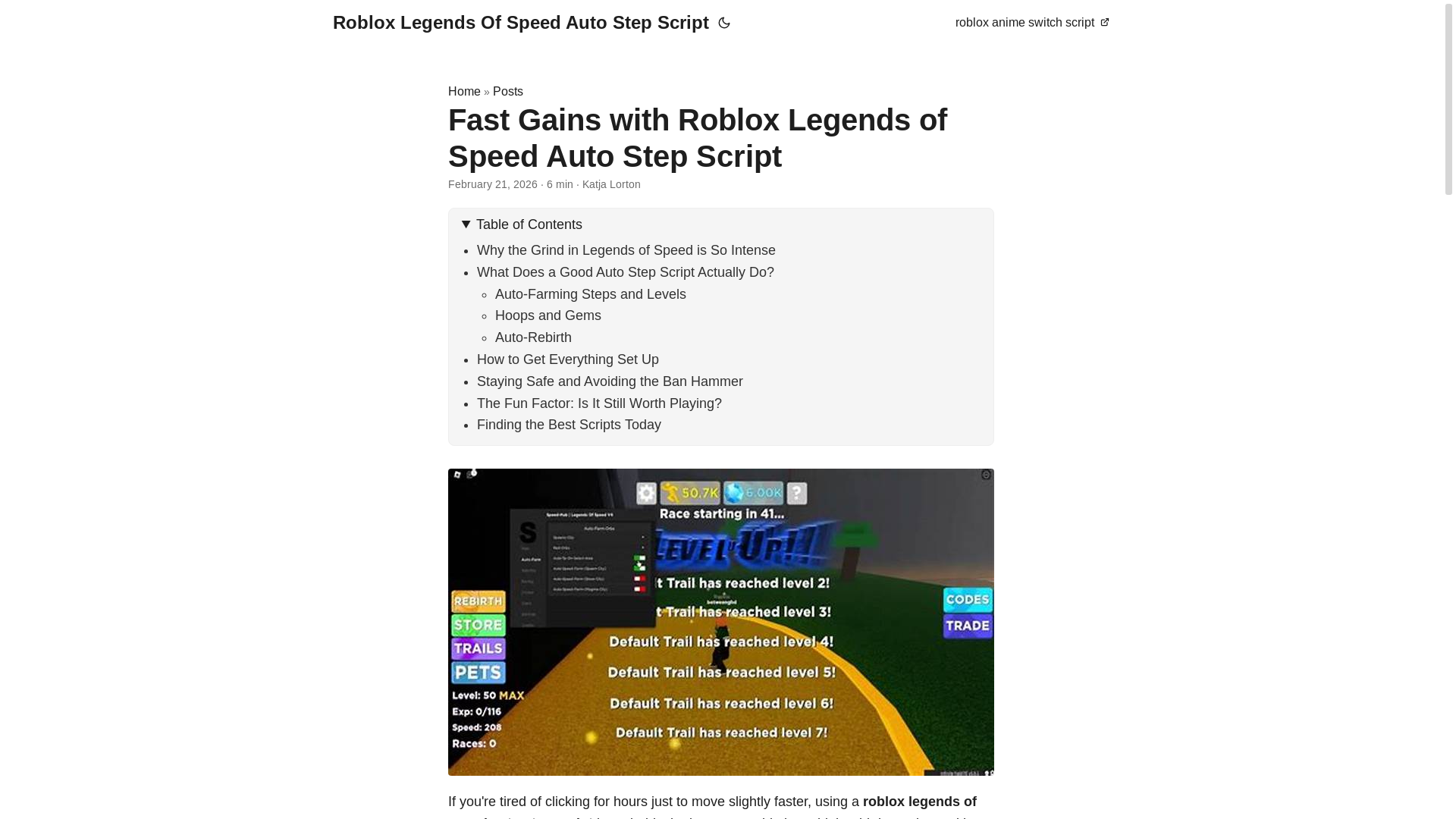 website screenshot of https://roblox-legends-of-speed-auto-step-script.pages.dev/