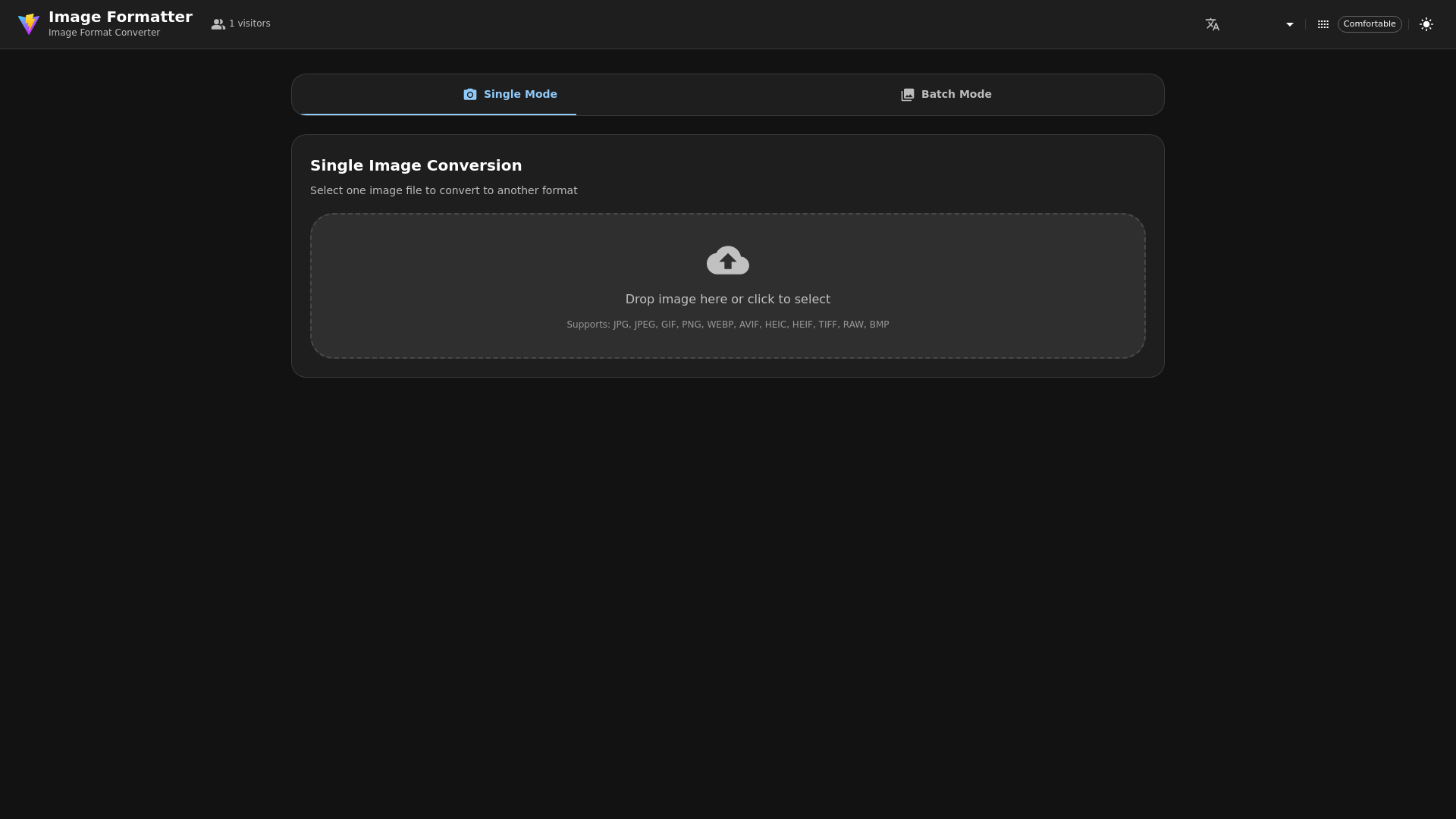 website screenshot of https://imageformatter.pages.dev/