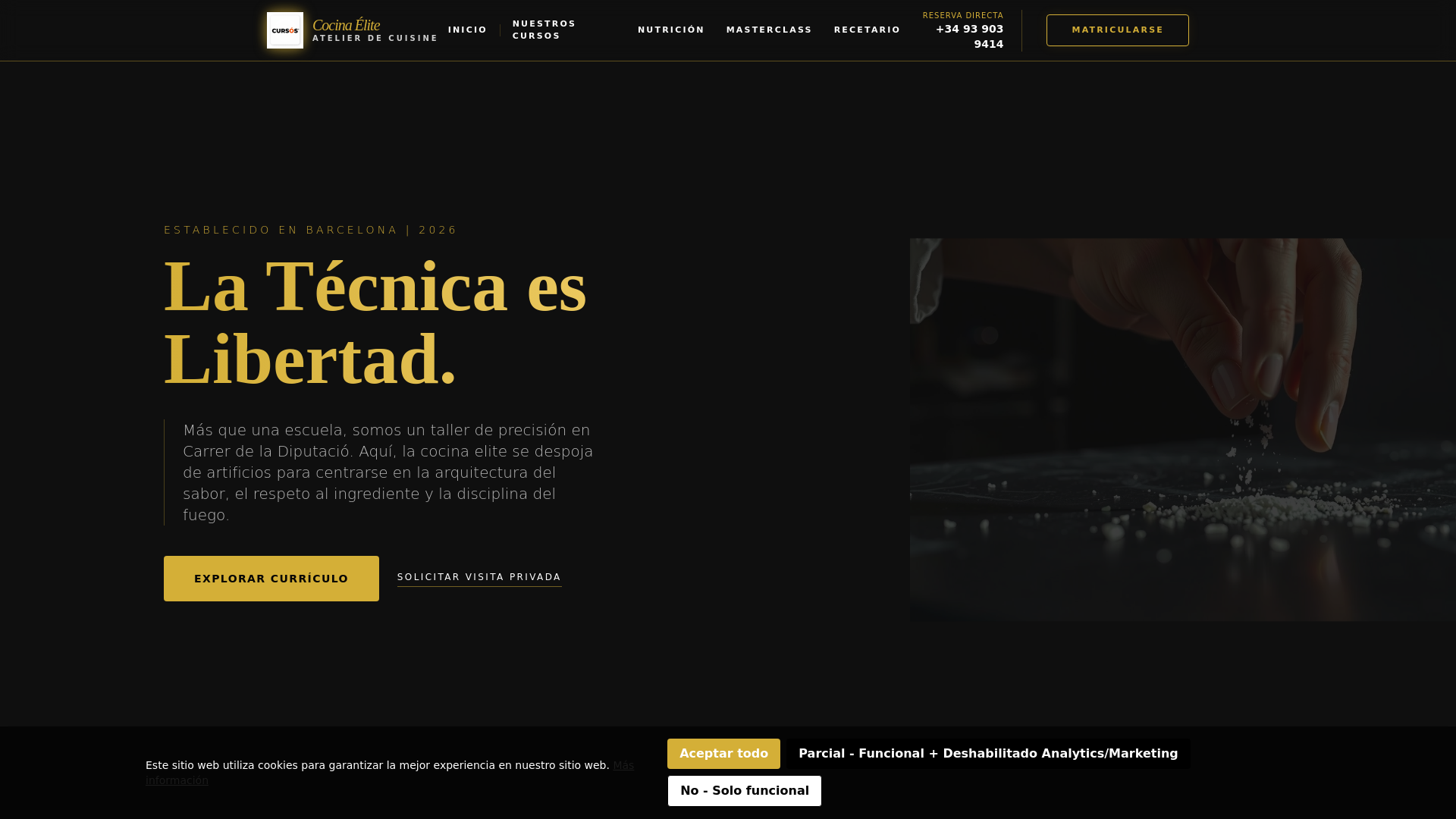 website screenshot of https://cursoscocina.info/