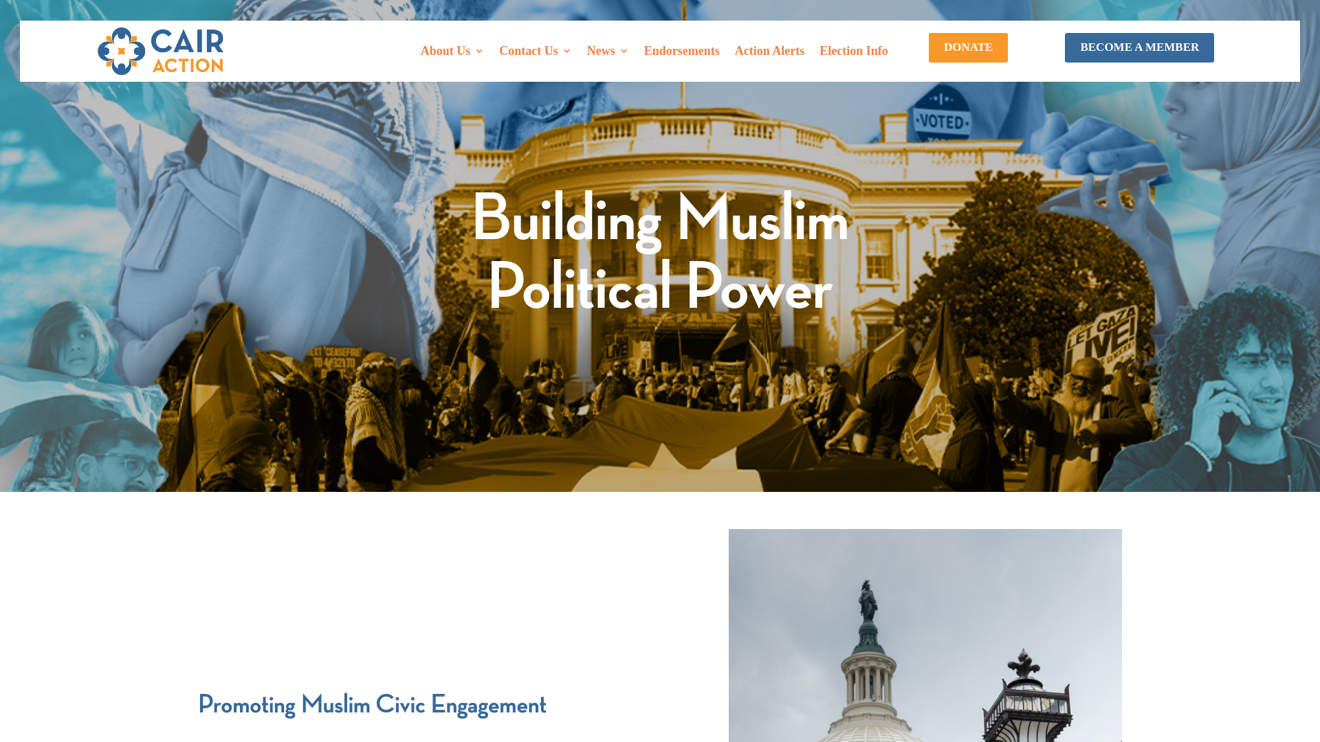 website screenshot of https://cair-action.org/