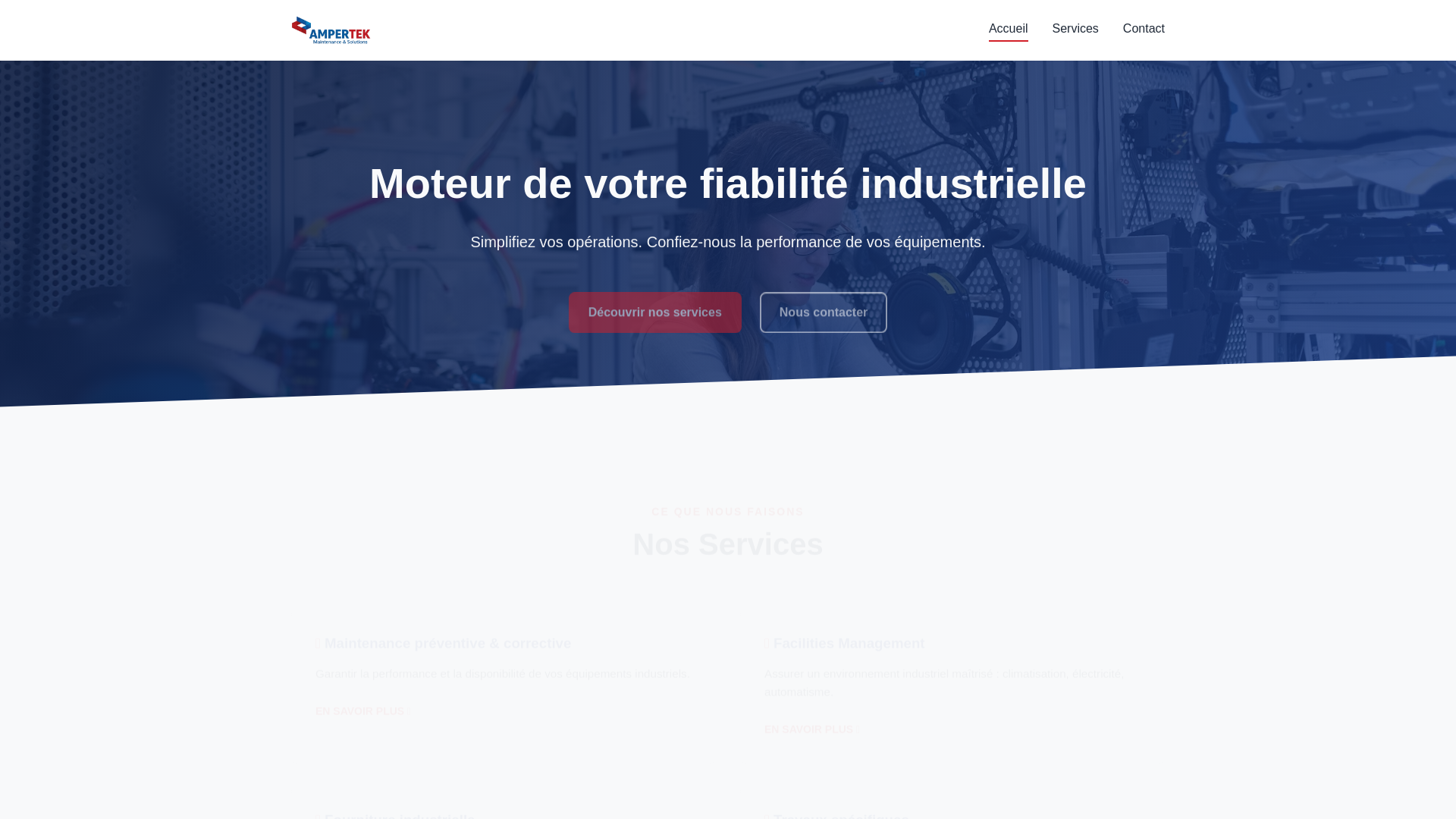 website screenshot of https://ampertek-sarl.com