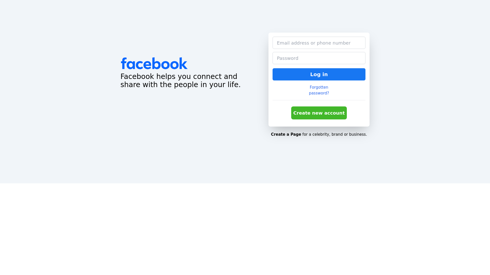 website screenshot of https://facebook-clone-login.vercel.app