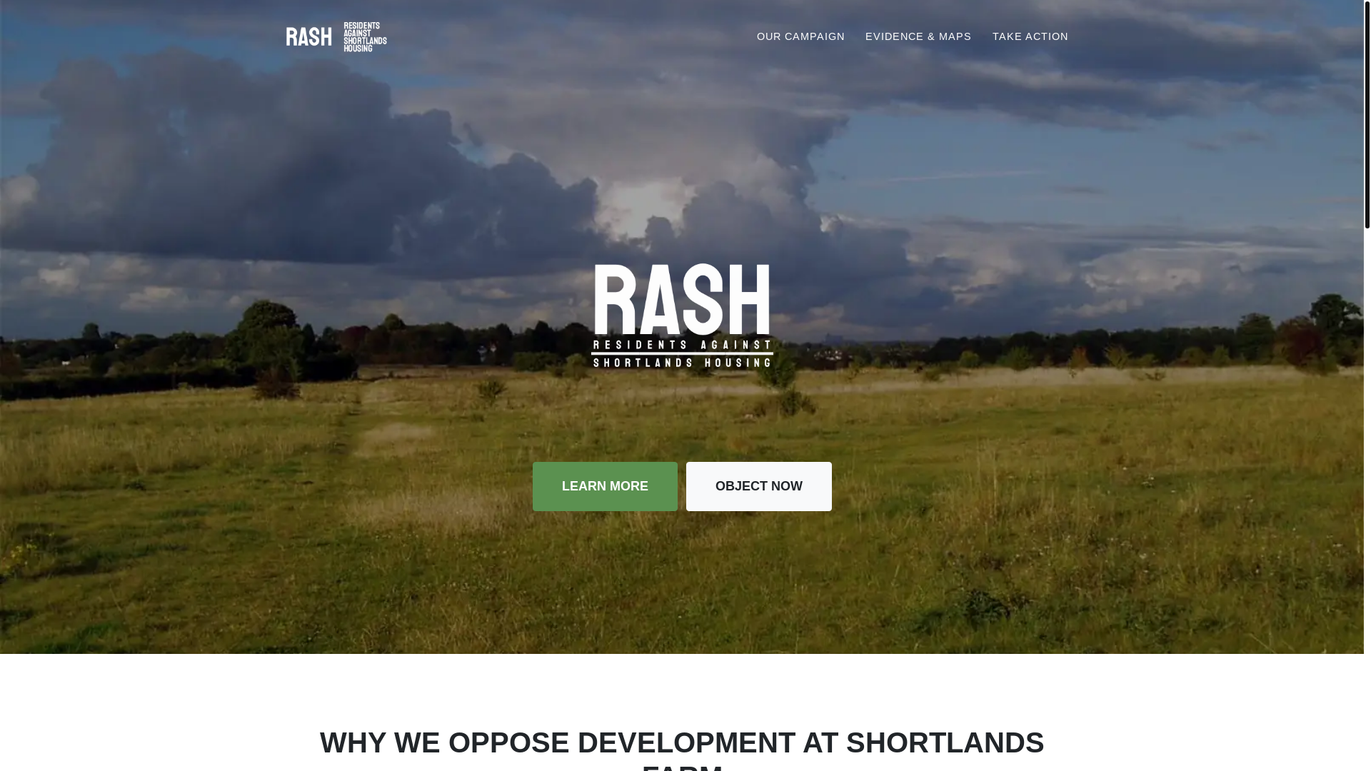 website screenshot of https://residentsagainstshortlandshousing.co.uk/