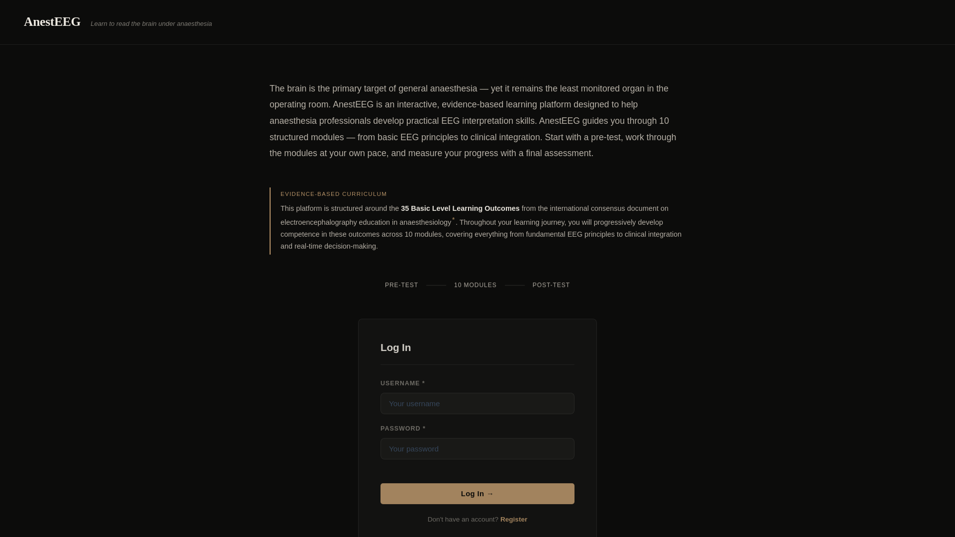 website screenshot of https://anesteeg.app