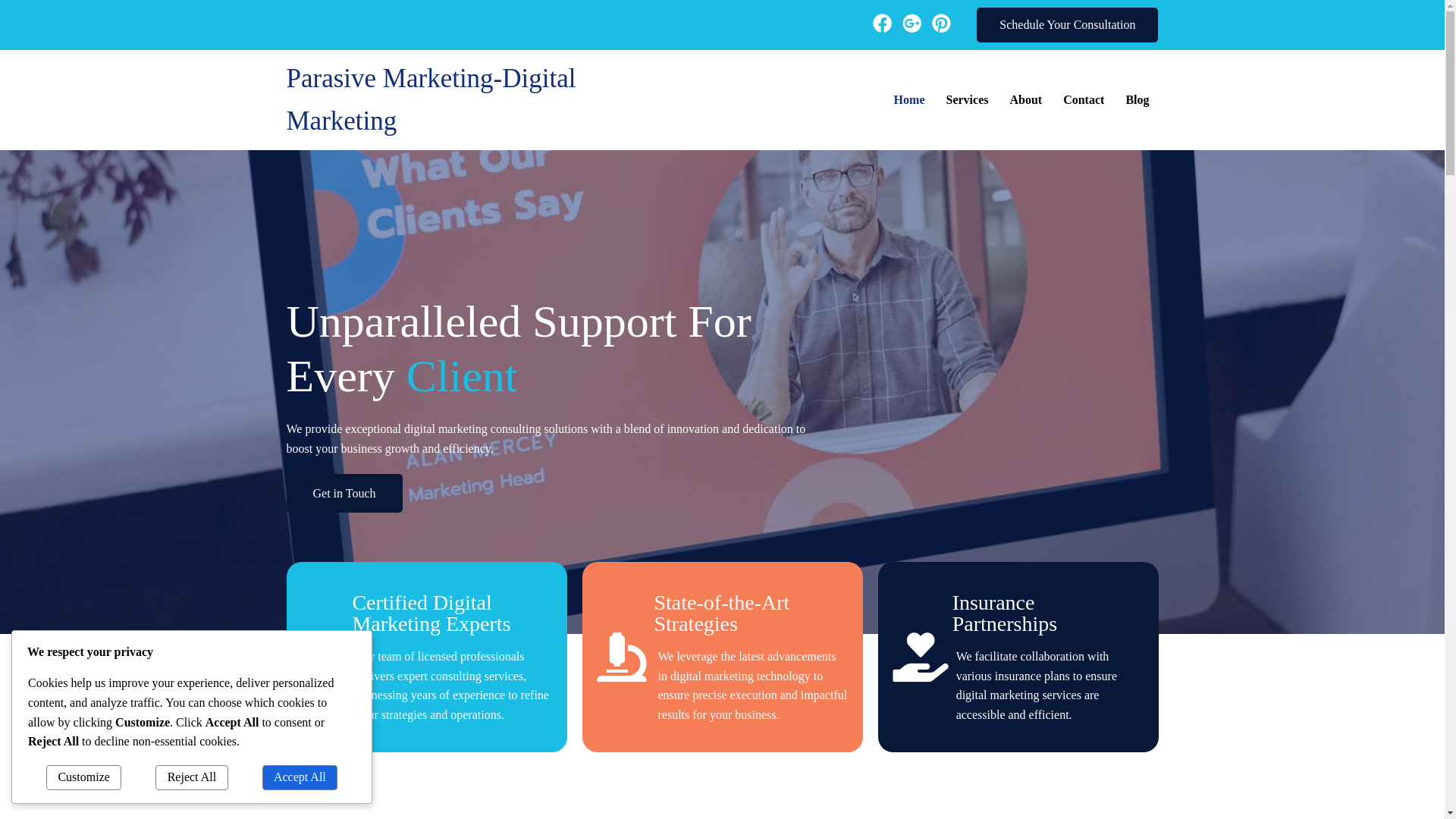 website screenshot of https://parasivemarketing.com/